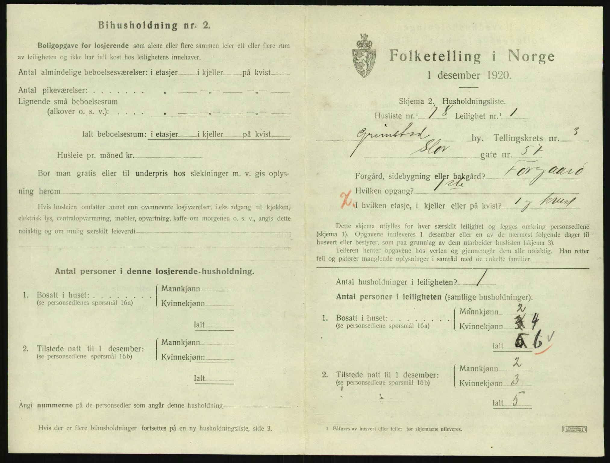 SAK, 1920 census for Grimstad, 1920, p. 1751