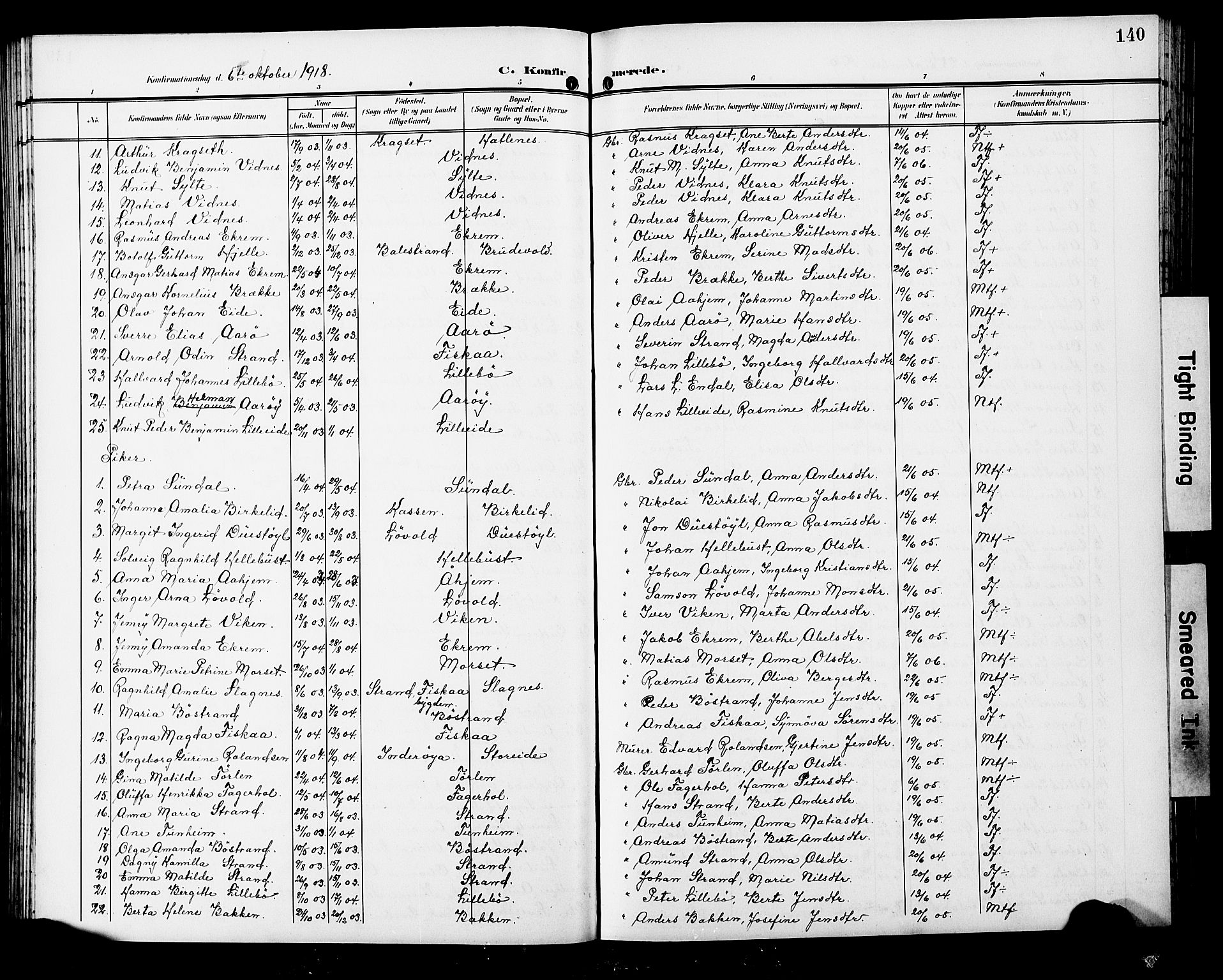 Ministerialprotokoller, klokkerbøker og fødselsregistre - Møre og Romsdal, SAT/A-1454/501/L0018: Parish register (copy) no. 501C04, 1902-1930, p. 140