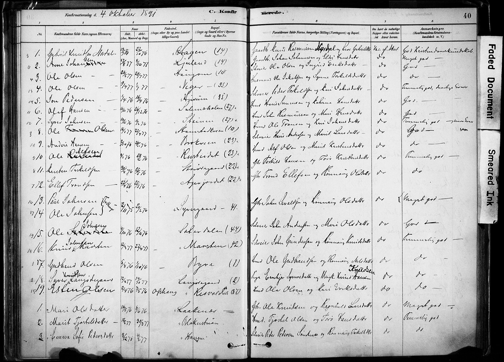 Lom prestekontor, SAH/PREST-070/K/L0009: Parish register (official) no. 9, 1878-1907, p. 40