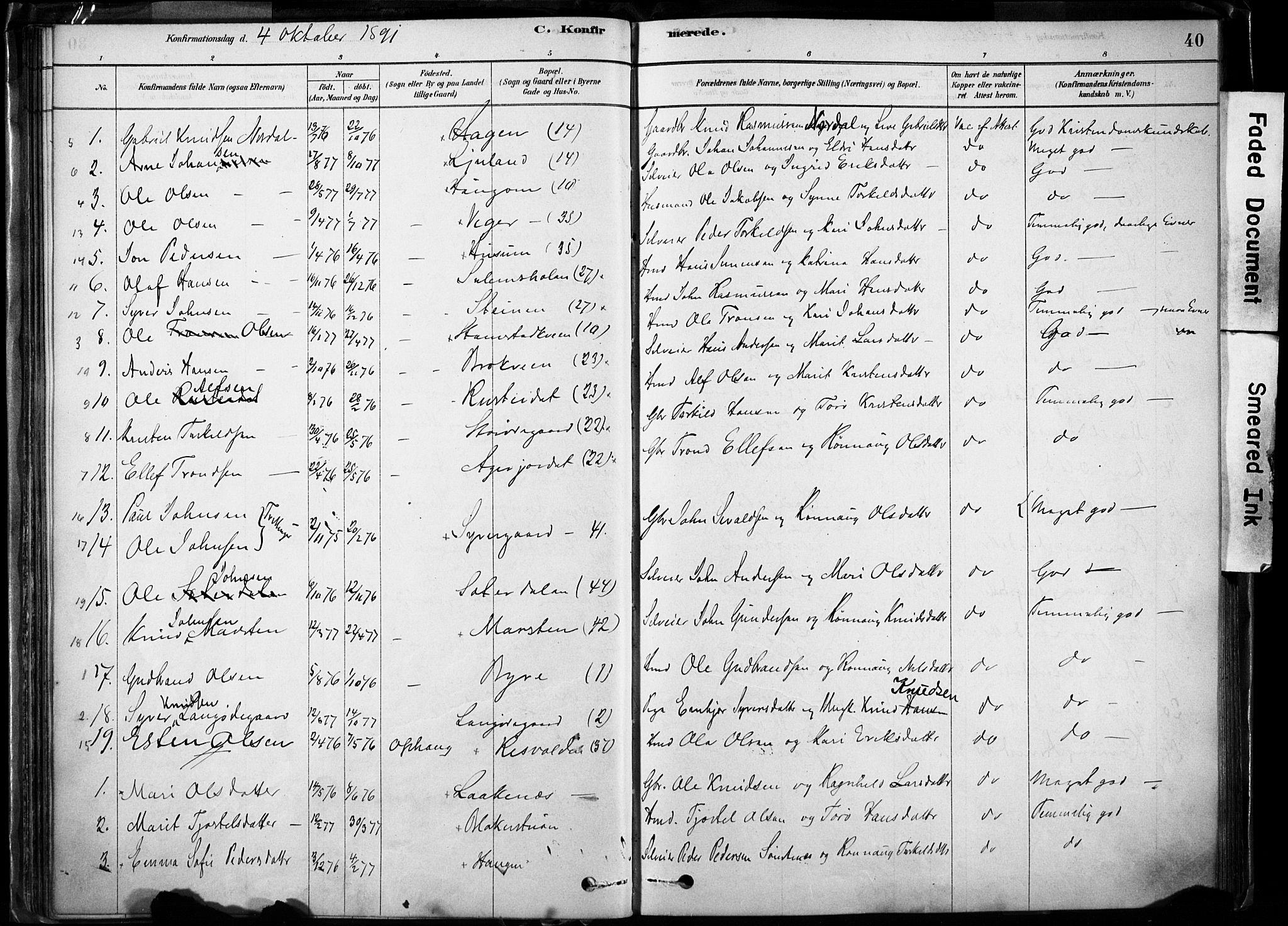 Lom prestekontor, AV/SAH-PREST-070/K/L0009: Parish register (official) no. 9, 1878-1907, p. 40