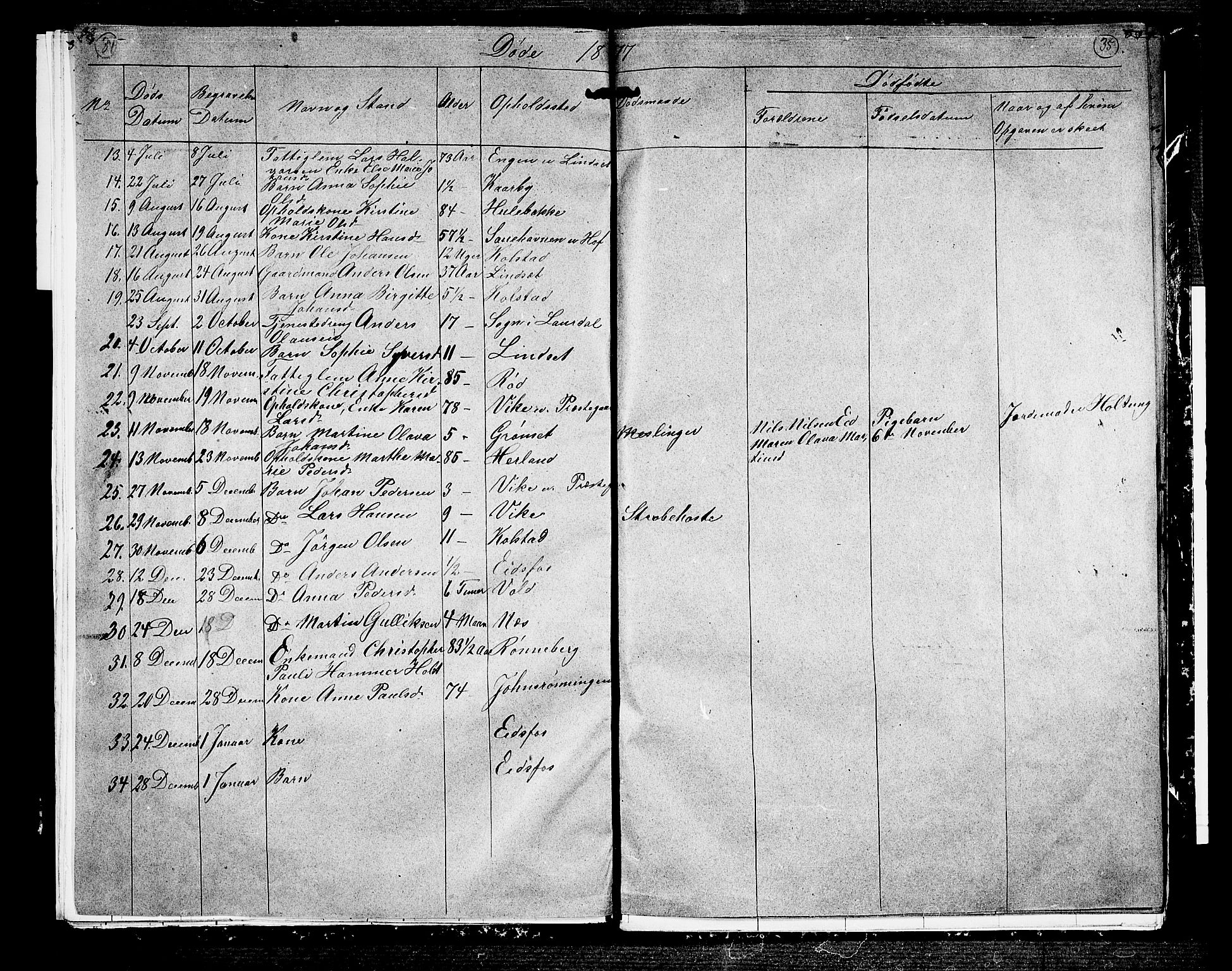 Hof kirkebøker, AV/SAKO-A-64/G/Ga/L0003: Parish register (copy) no. I 3, 1874-1877, p. 34-35