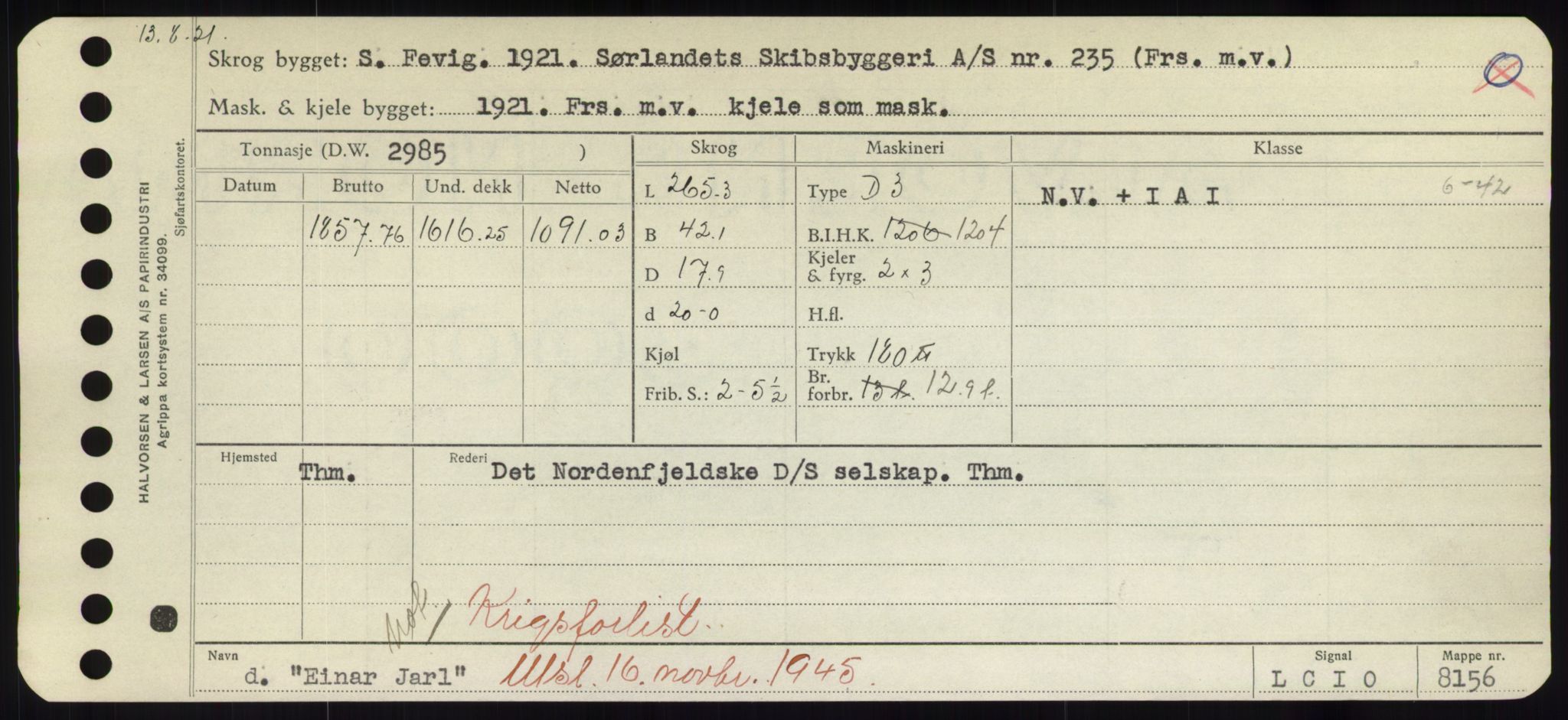 Sjøfartsdirektoratet med forløpere, Skipsmålingen, AV/RA-S-1627/H/Hd/L0009: Fartøy, E, p. 185