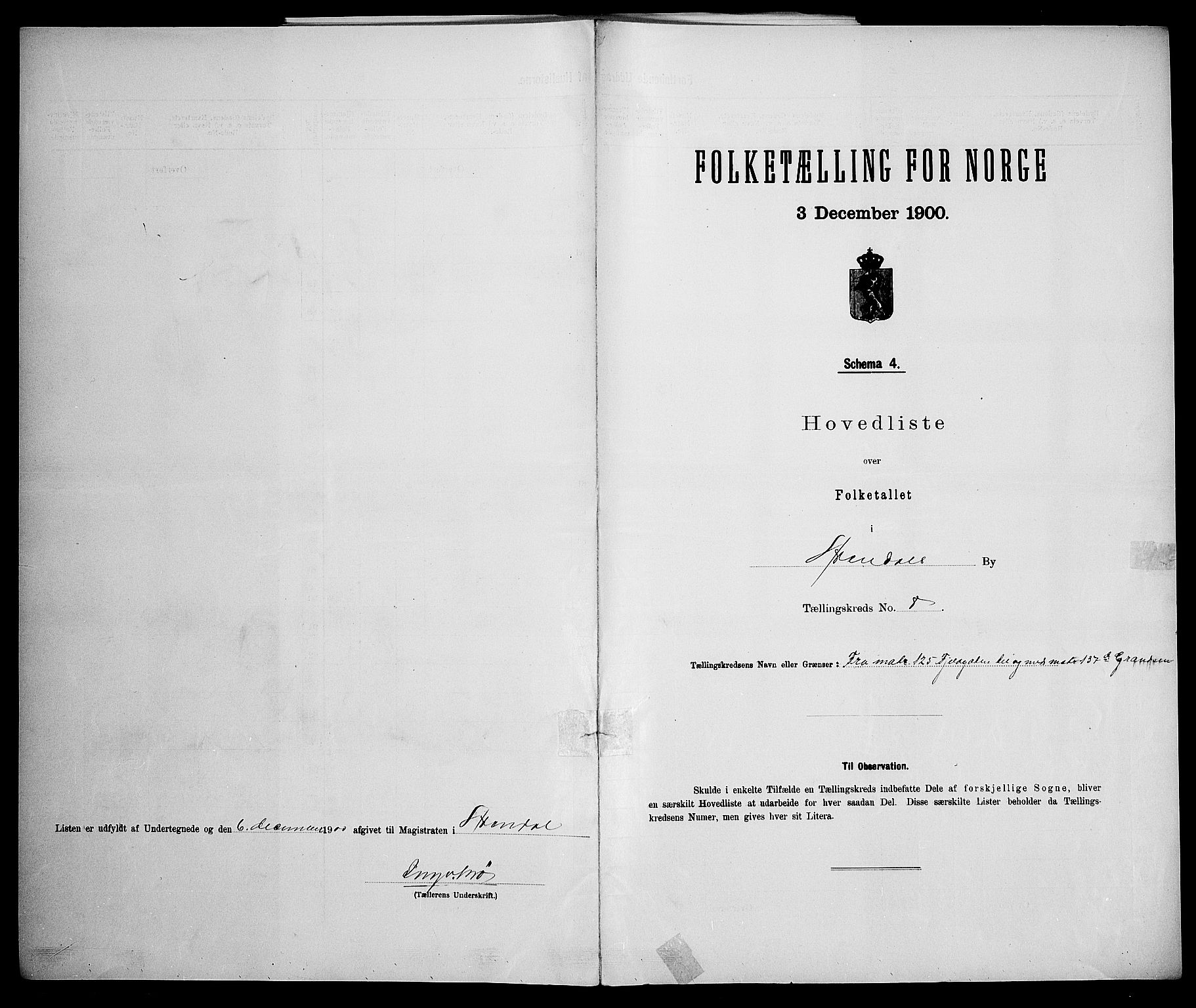 SAK, 1900 census for Arendal, 1900, p. 41