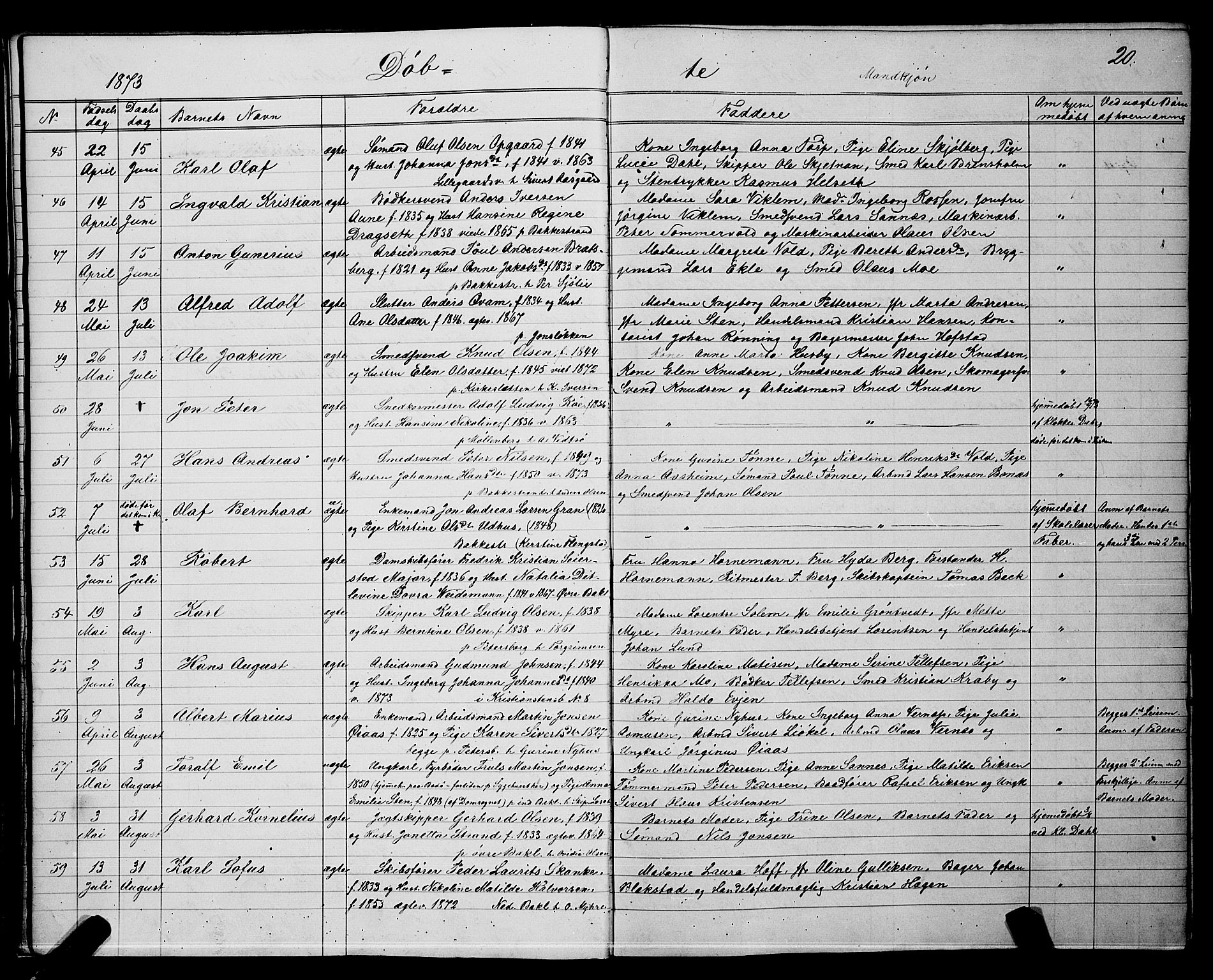 Ministerialprotokoller, klokkerbøker og fødselsregistre - Sør-Trøndelag, SAT/A-1456/604/L0220: Parish register (copy) no. 604C03, 1870-1885, p. 20