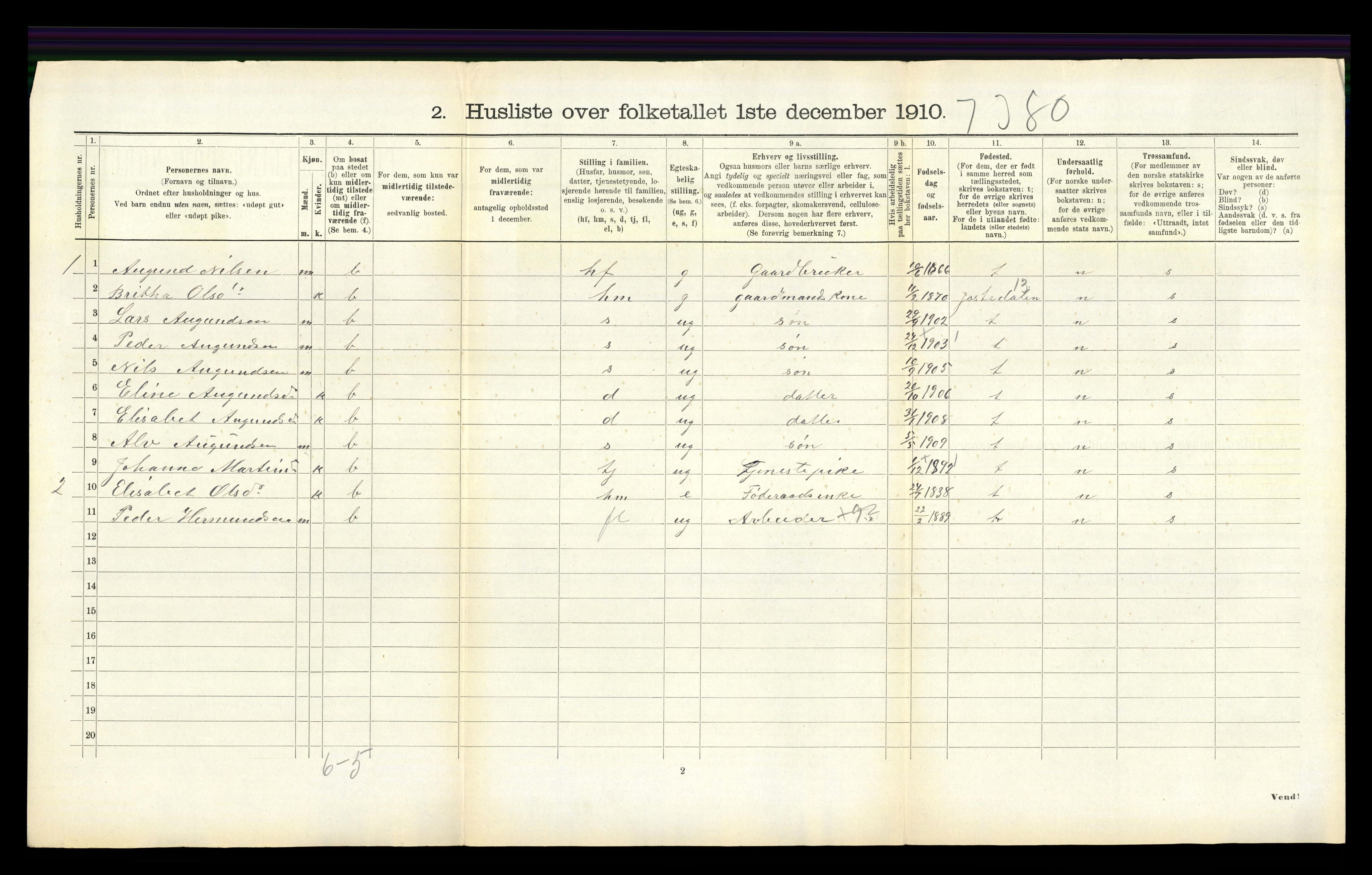 RA, 1910 census for Hafslo, 1910, p. 158