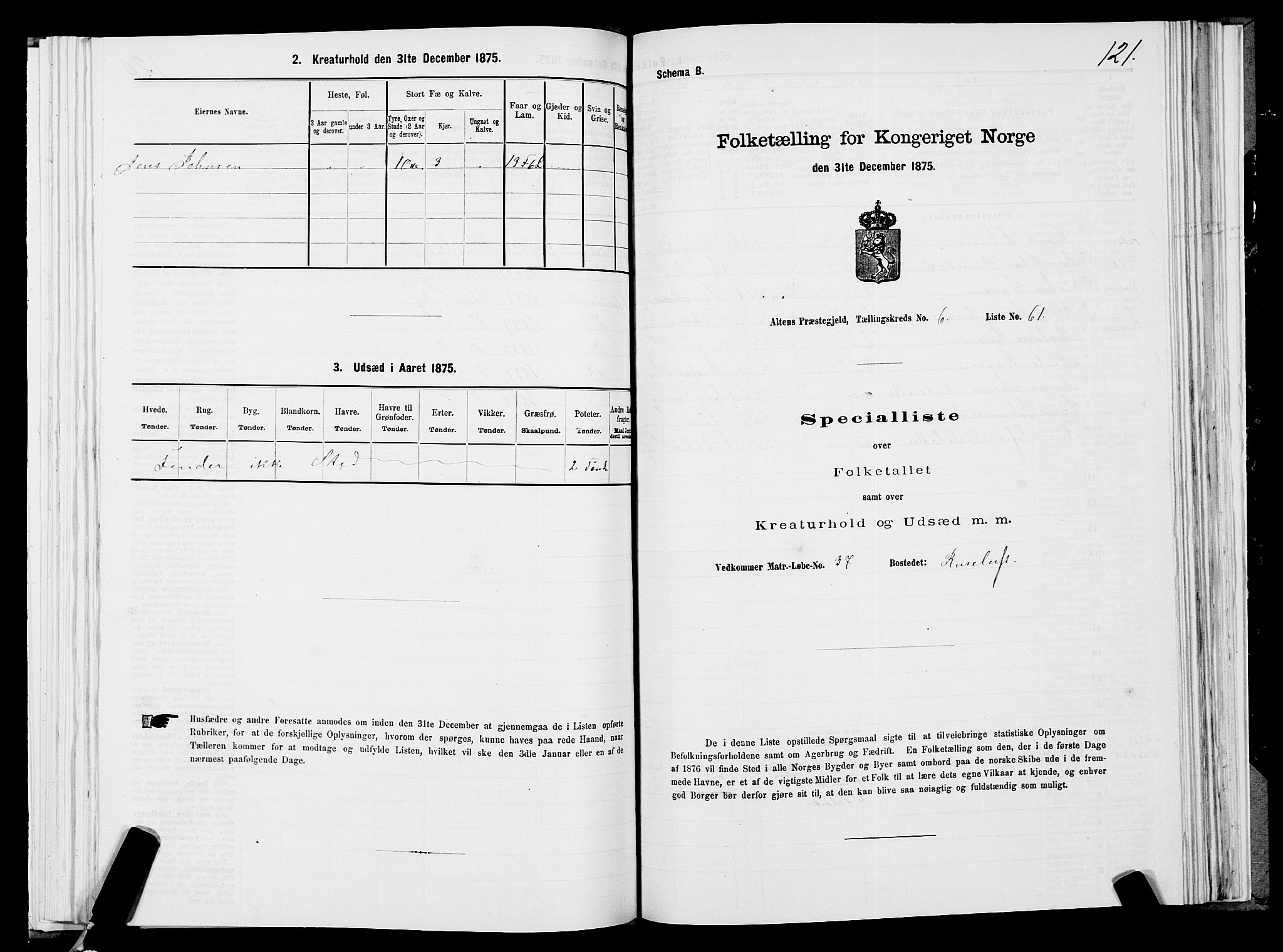 SATØ, 1875 census for 2012P Alta, 1875, p. 3121