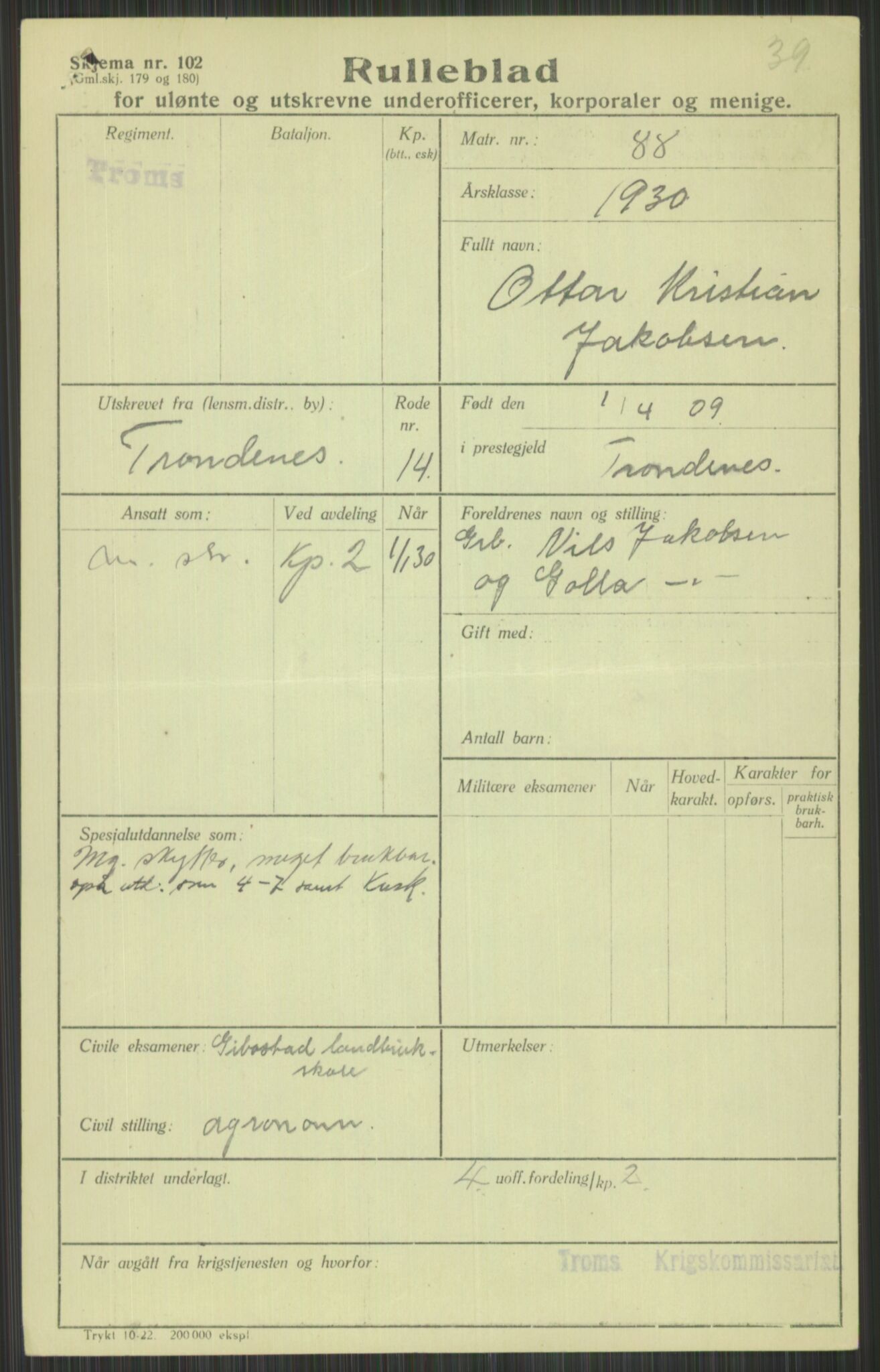 Forsvaret, Troms infanteriregiment nr. 16, AV/RA-RAFA-3146/P/Pa/L0014: Rulleblad for regimentets menige mannskaper, årsklasse 1930, 1930, p. 371