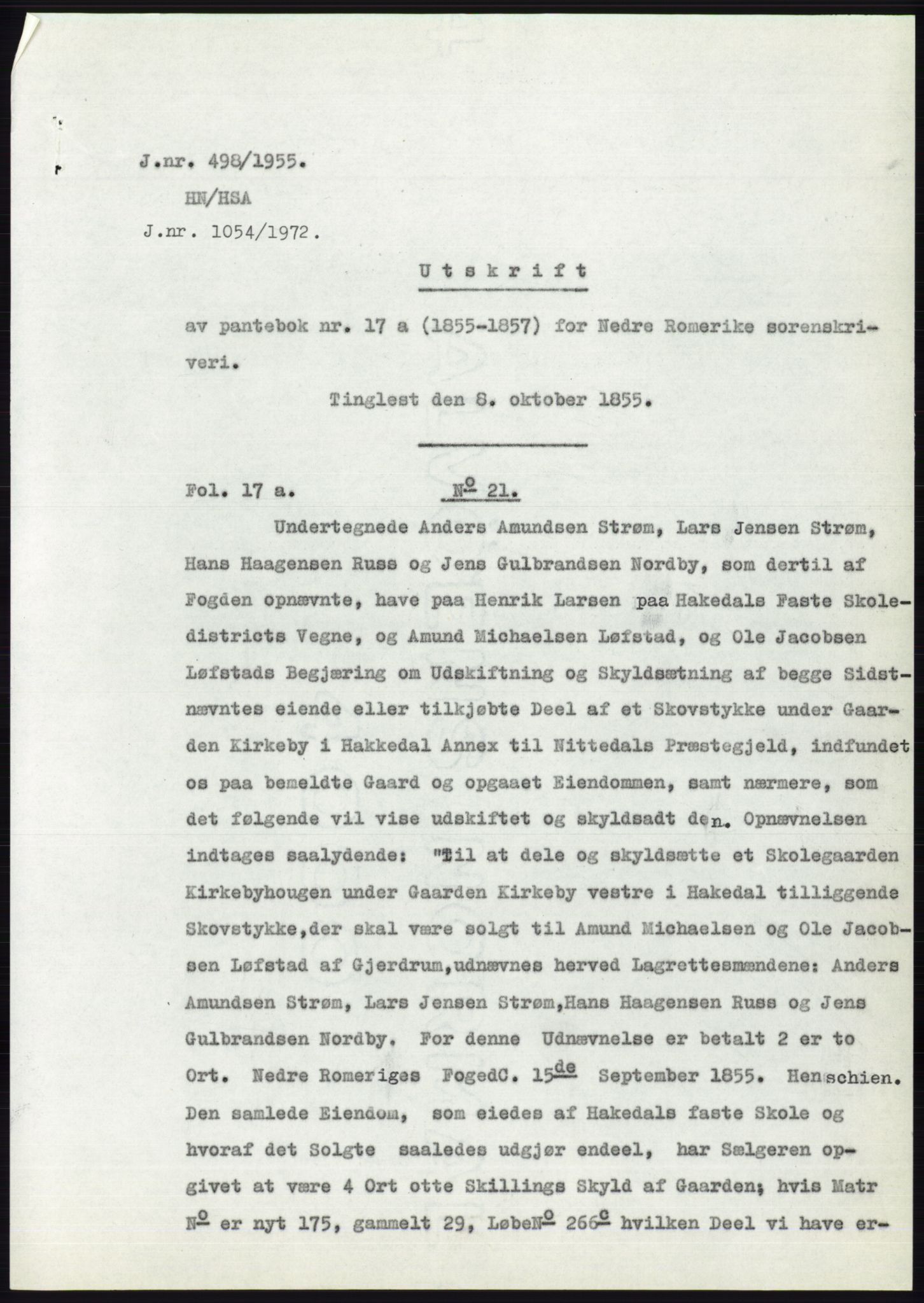 Statsarkivet i Oslo, SAO/A-10621/Z/Zd/L0002: Avskrifter, j.nr 5-691/1955, 1955, p. 356