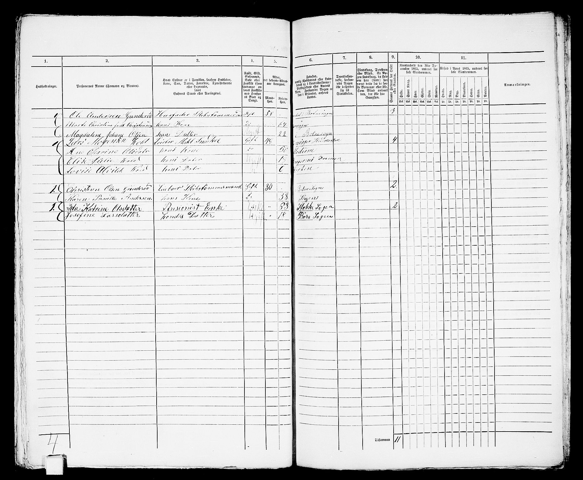 RA, 1865 census for Horten, 1865, p. 330