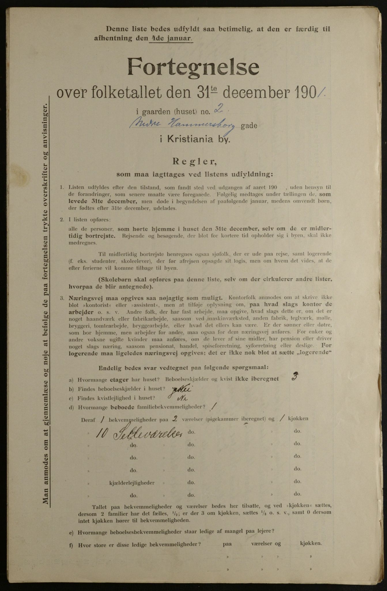 OBA, Municipal Census 1901 for Kristiania, 1901, p. 10608