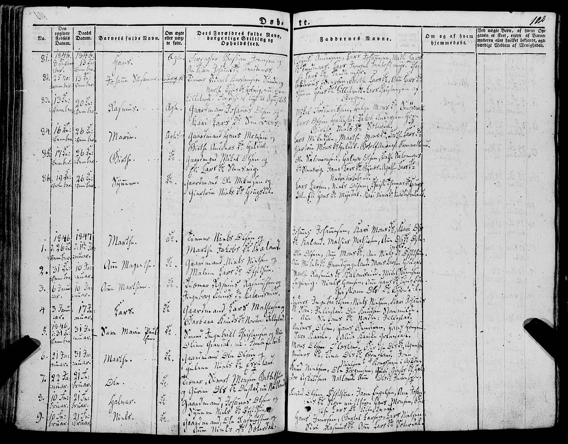 Fana Sokneprestembete, SAB/A-75101/H/Haa/Haaa/L0008: Parish register (official) no. A 8, 1829-1851, p. 102