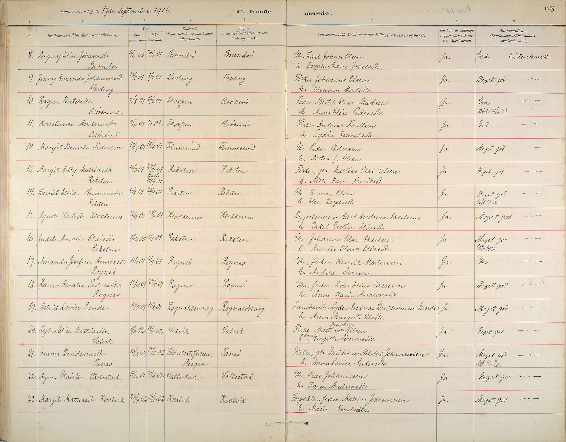 Kinn sokneprestembete, AV/SAB-A-80801/H/Haa/Haab/L0006: Parish register (official) no. B 6, 1883-1925, p. 68