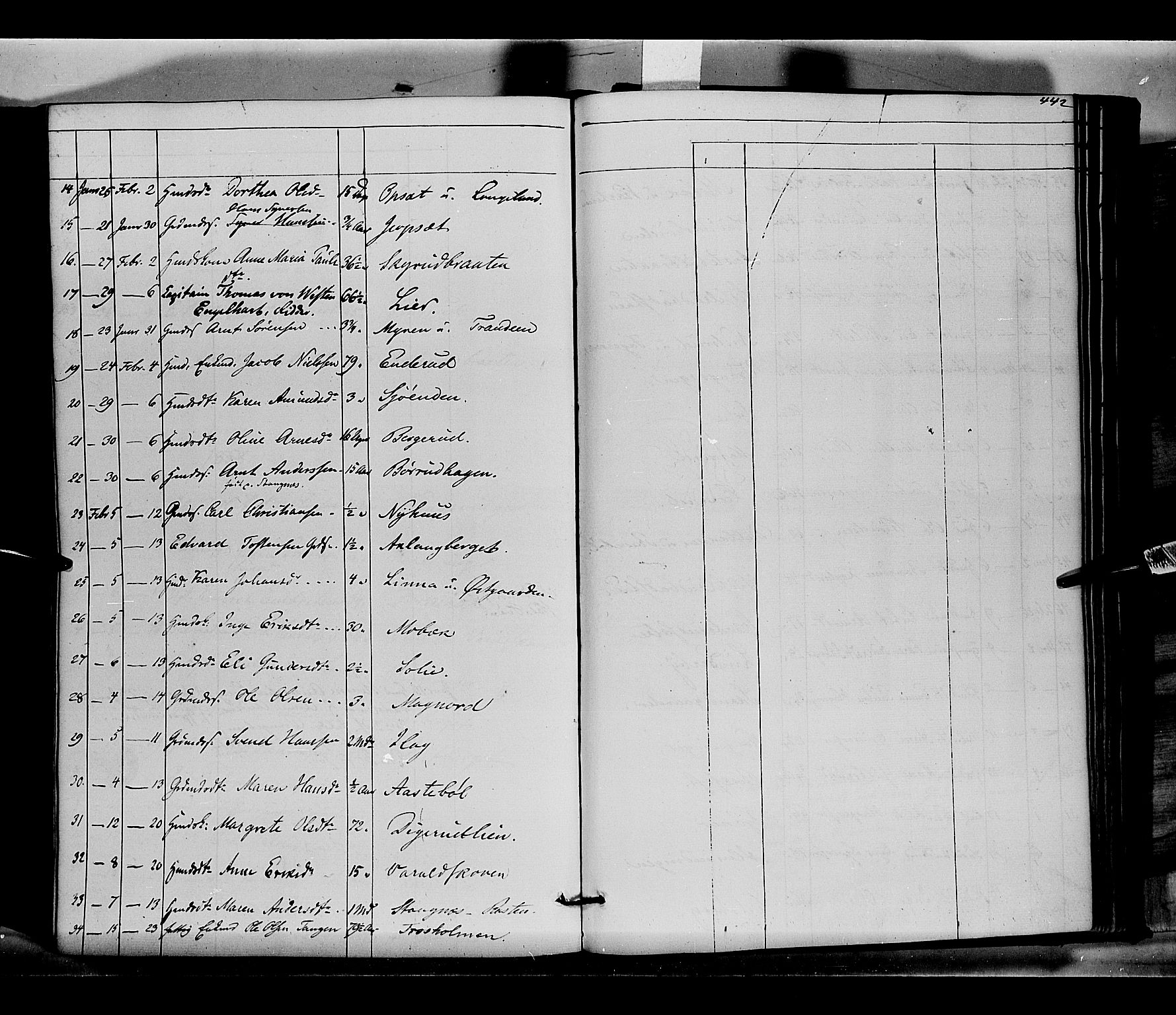 Vinger prestekontor, SAH/PREST-024/H/Ha/Haa/L0010: Parish register (official) no. 10, 1855-1861, p. 442