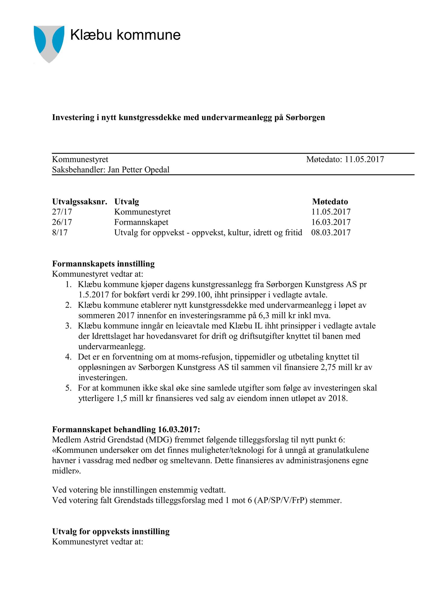 Klæbu Kommune, TRKO/KK/01-KS/L010: Kommunestyret - Møtedokumenter, 2017, p. 711