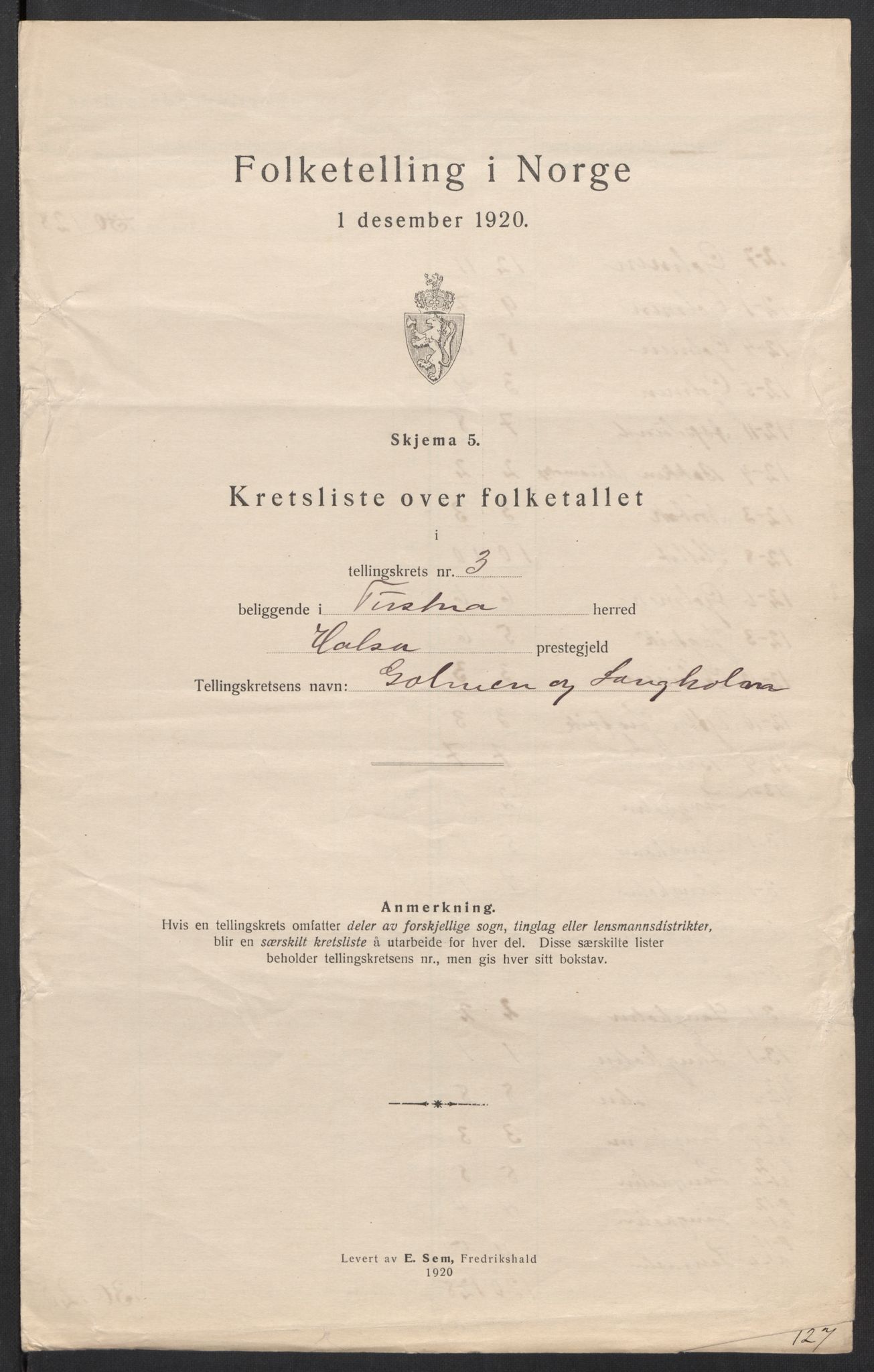 SAT, 1920 census for Tustna, 1920, p. 12