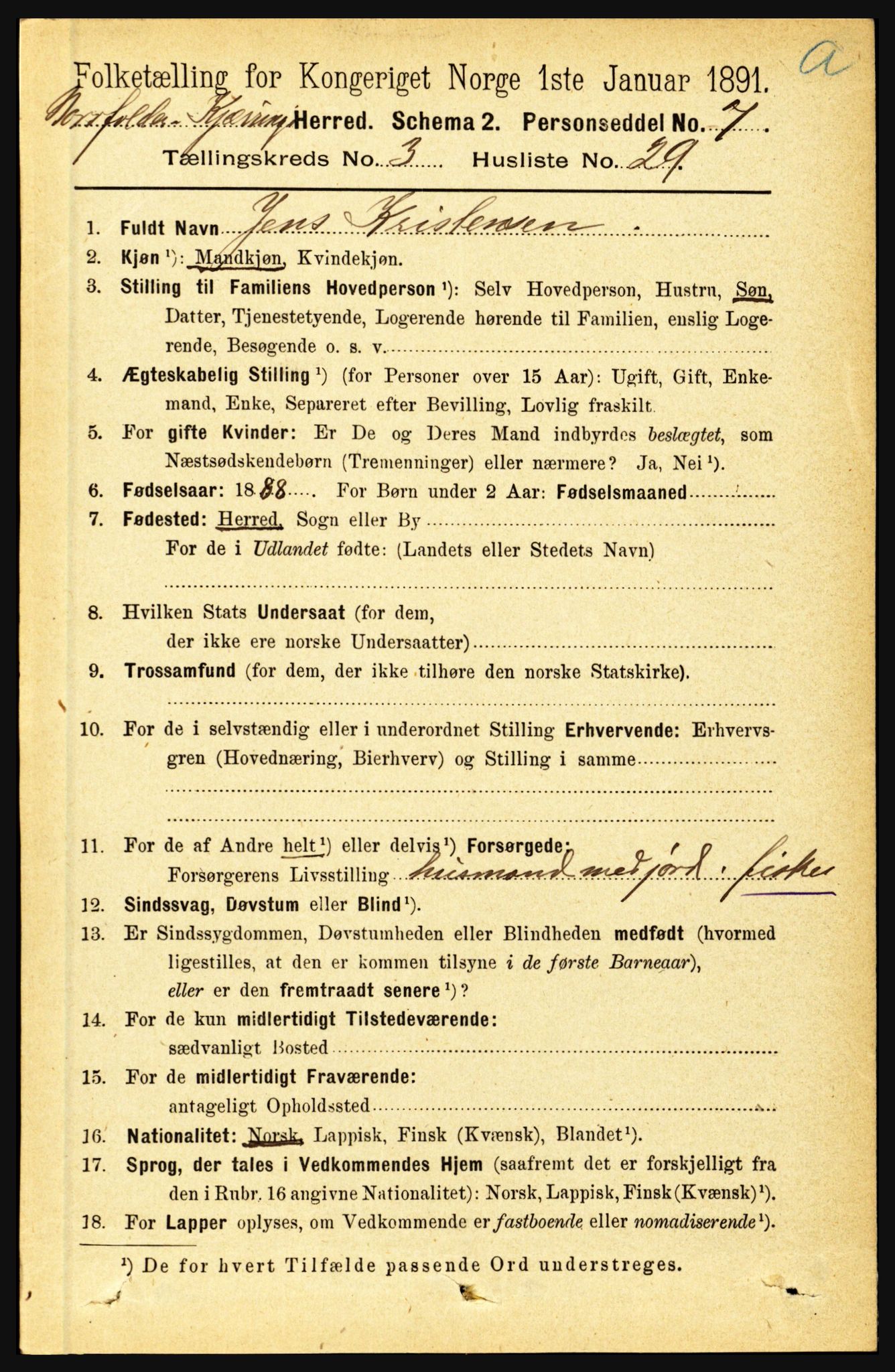 RA, 1891 census for 1846 Nordfold-Kjerringøy, 1891, p. 897