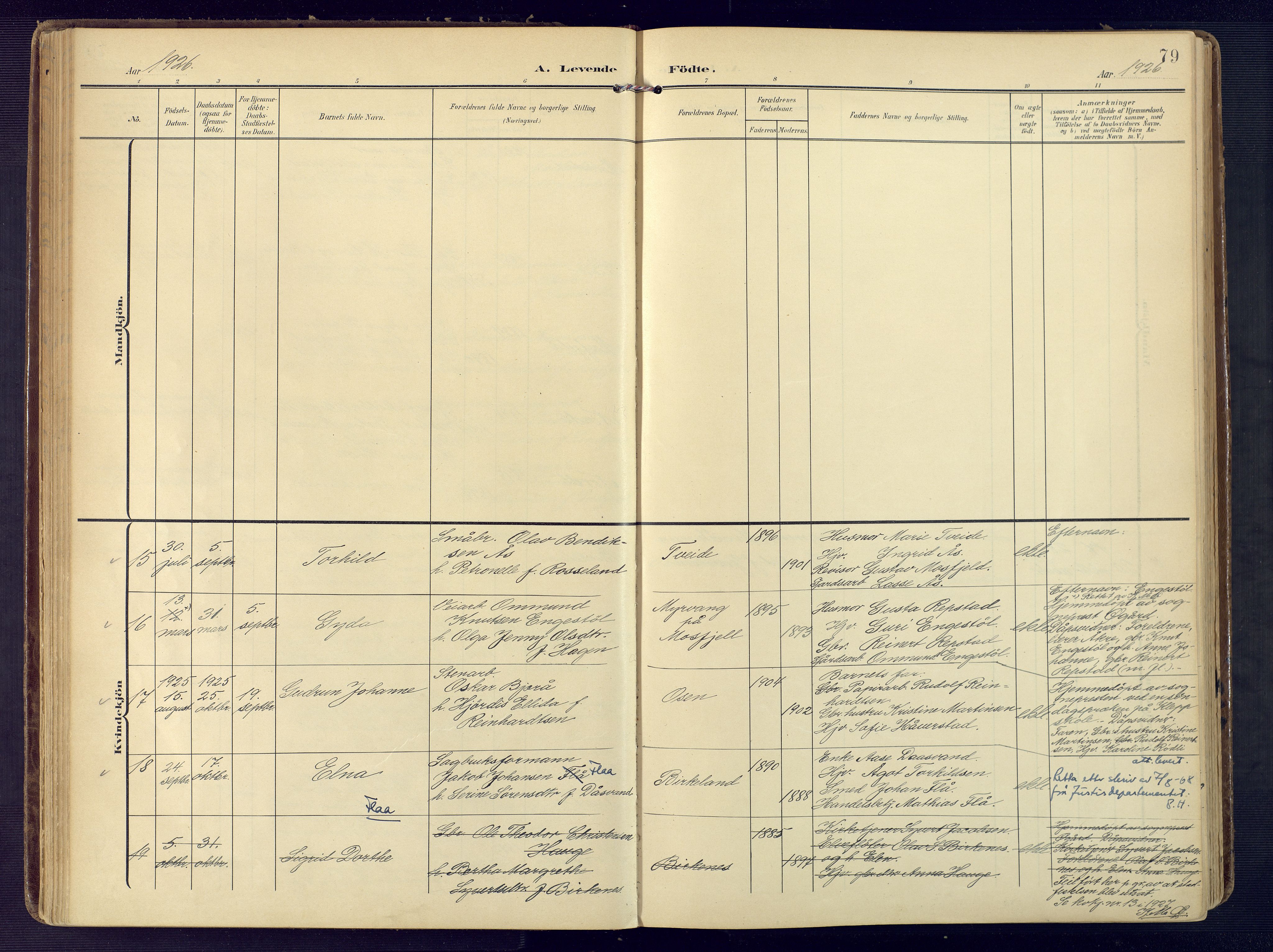 Birkenes sokneprestkontor, AV/SAK-1111-0004/F/Fa/L0006: Parish register (official) no. A 6, 1908-1932, p. 79