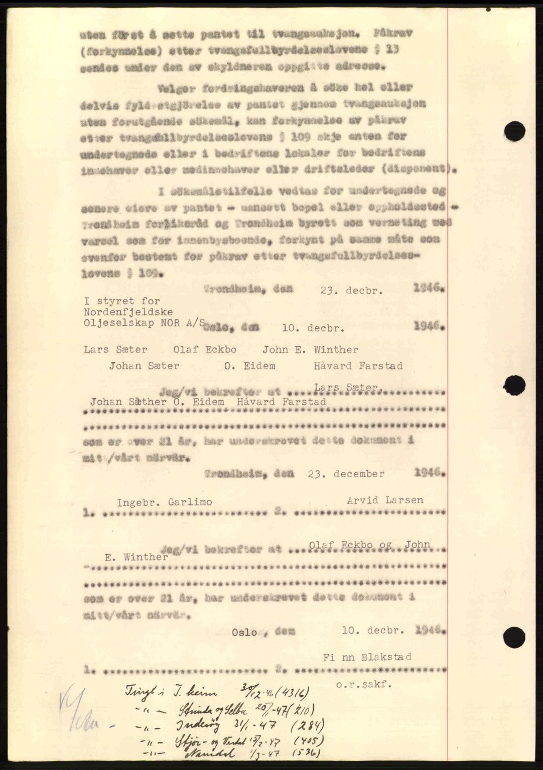 Hitra sorenskriveri, AV/SAT-A-0018/2/2C/2Ca: Mortgage book no. B1, 1939-1949, Diary no: : 318/1947