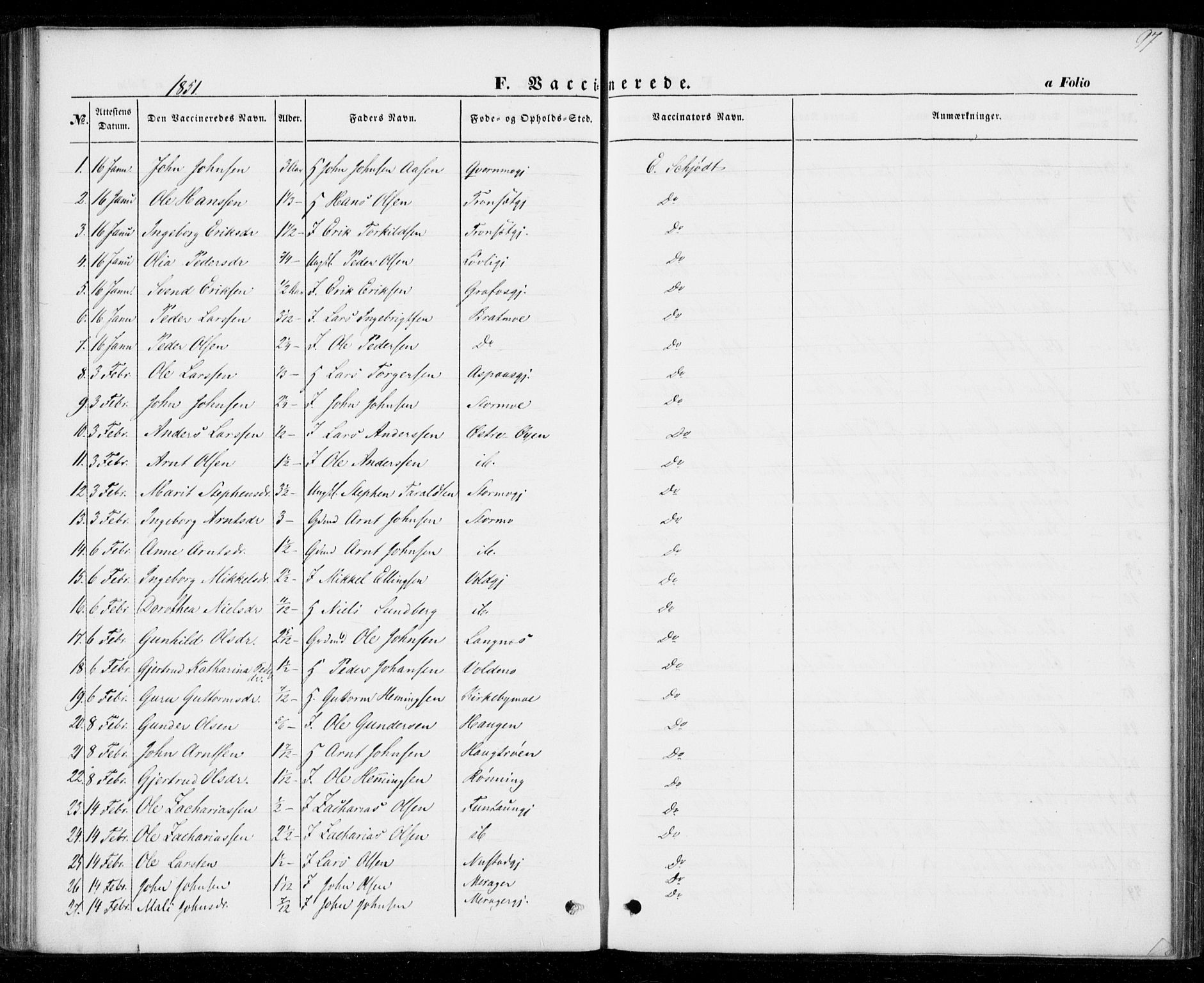 Ministerialprotokoller, klokkerbøker og fødselsregistre - Nord-Trøndelag, AV/SAT-A-1458/706/L0040: Parish register (official) no. 706A01, 1850-1861, p. 97