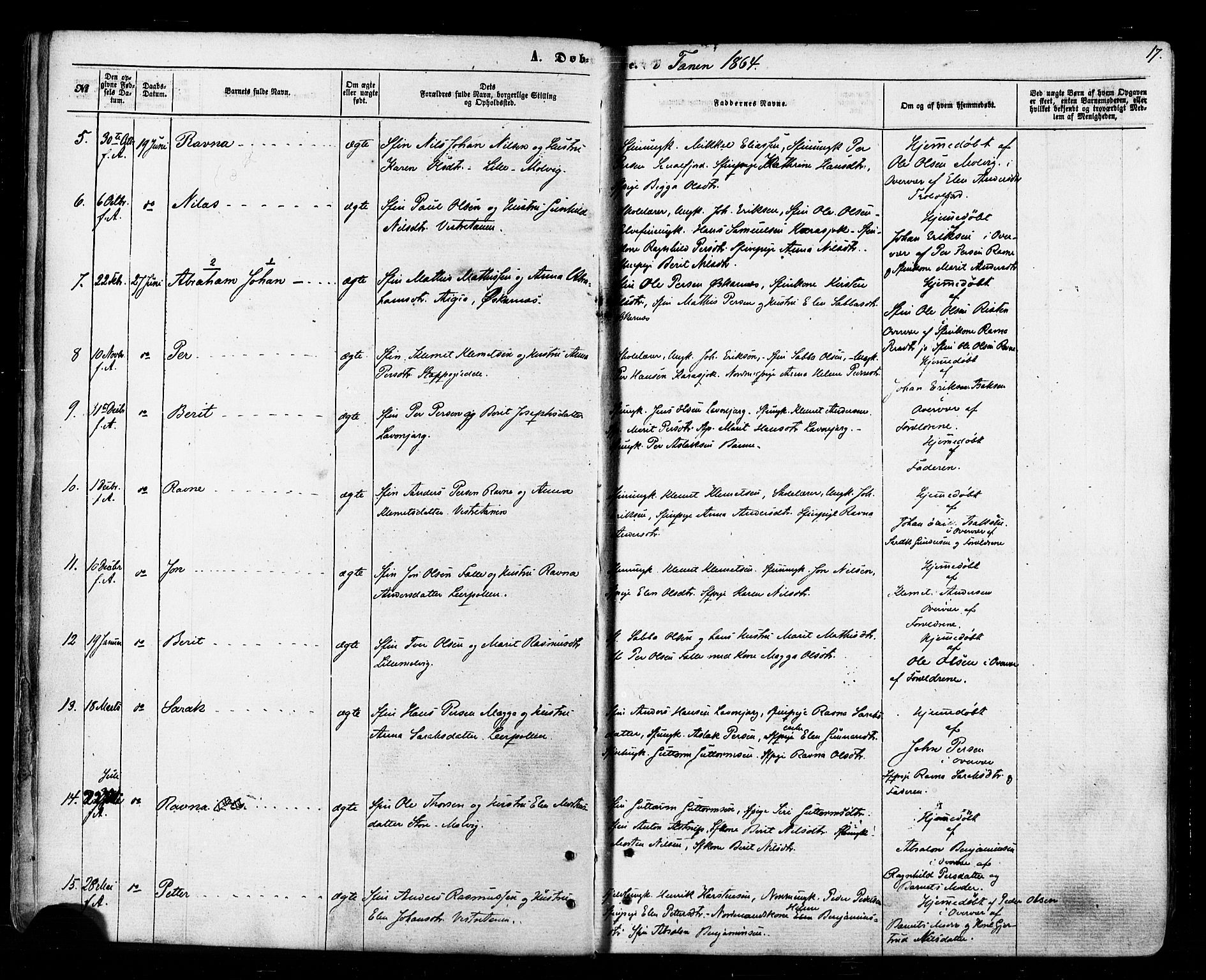 Tana sokneprestkontor, AV/SATØ-S-1334/H/Ha/L0002kirke: Parish register (official) no. 2 /1, 1861-1877, p. 17