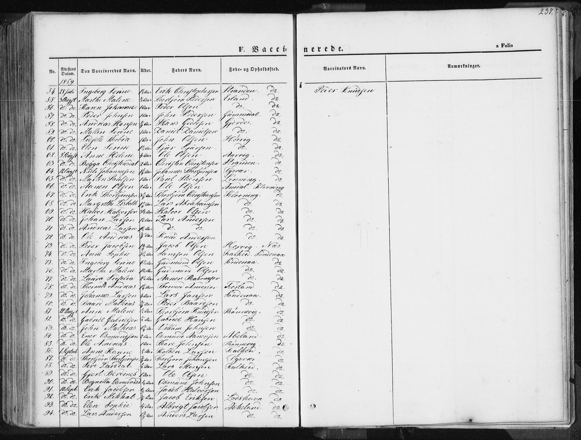 Tysvær sokneprestkontor, SAST/A -101864/H/Ha/Haa/L0003: Parish register (official) no. A 3, 1856-1865, p. 237