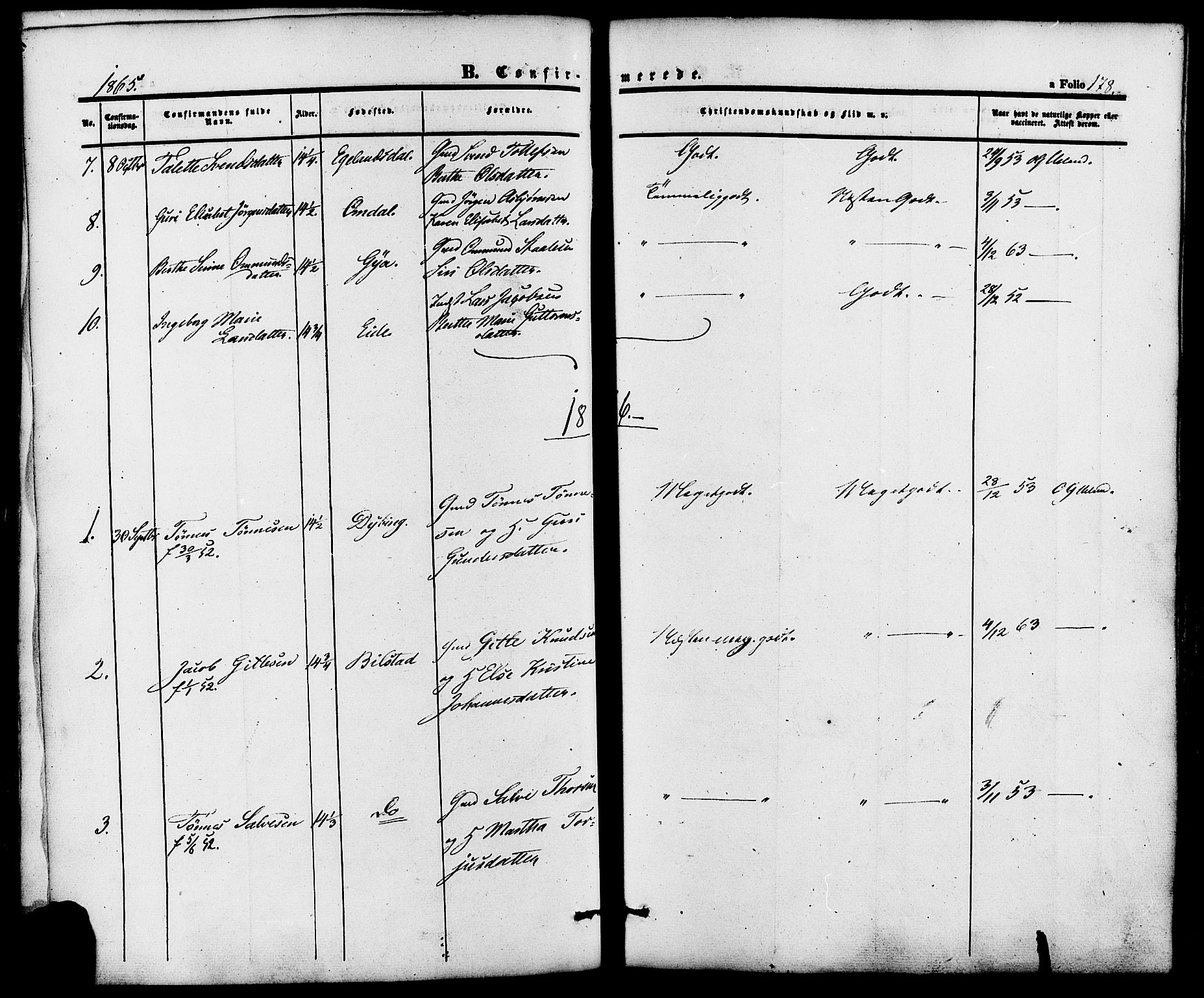 Lund sokneprestkontor, AV/SAST-A-101809/S06/L0010: Parish register (official) no. A 9, 1854-1886, p. 178