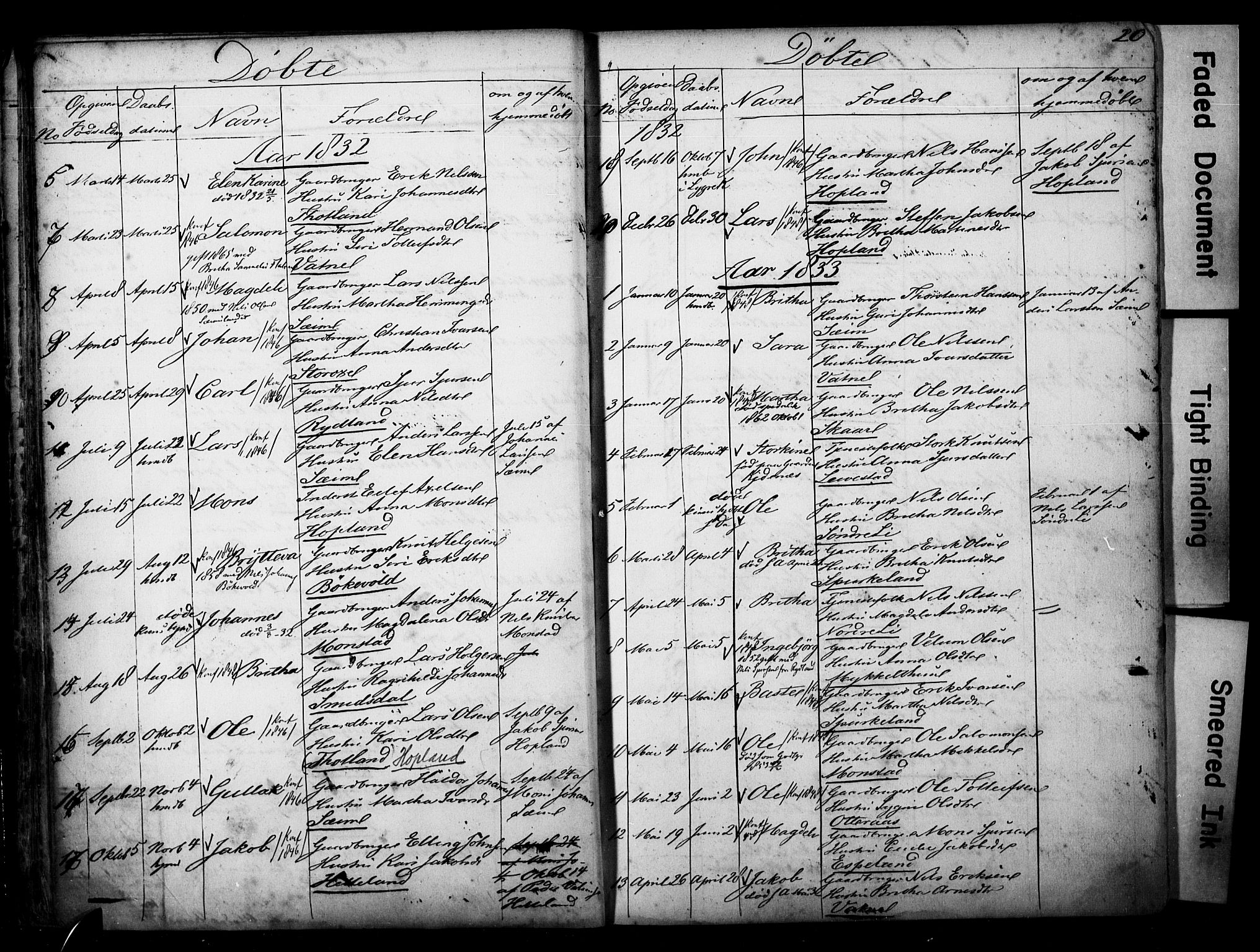 Alversund Sokneprestembete, SAB/A-73901/H/Ha/Hab: Parish register (copy) no. D 1, 1800-1870, p. 20