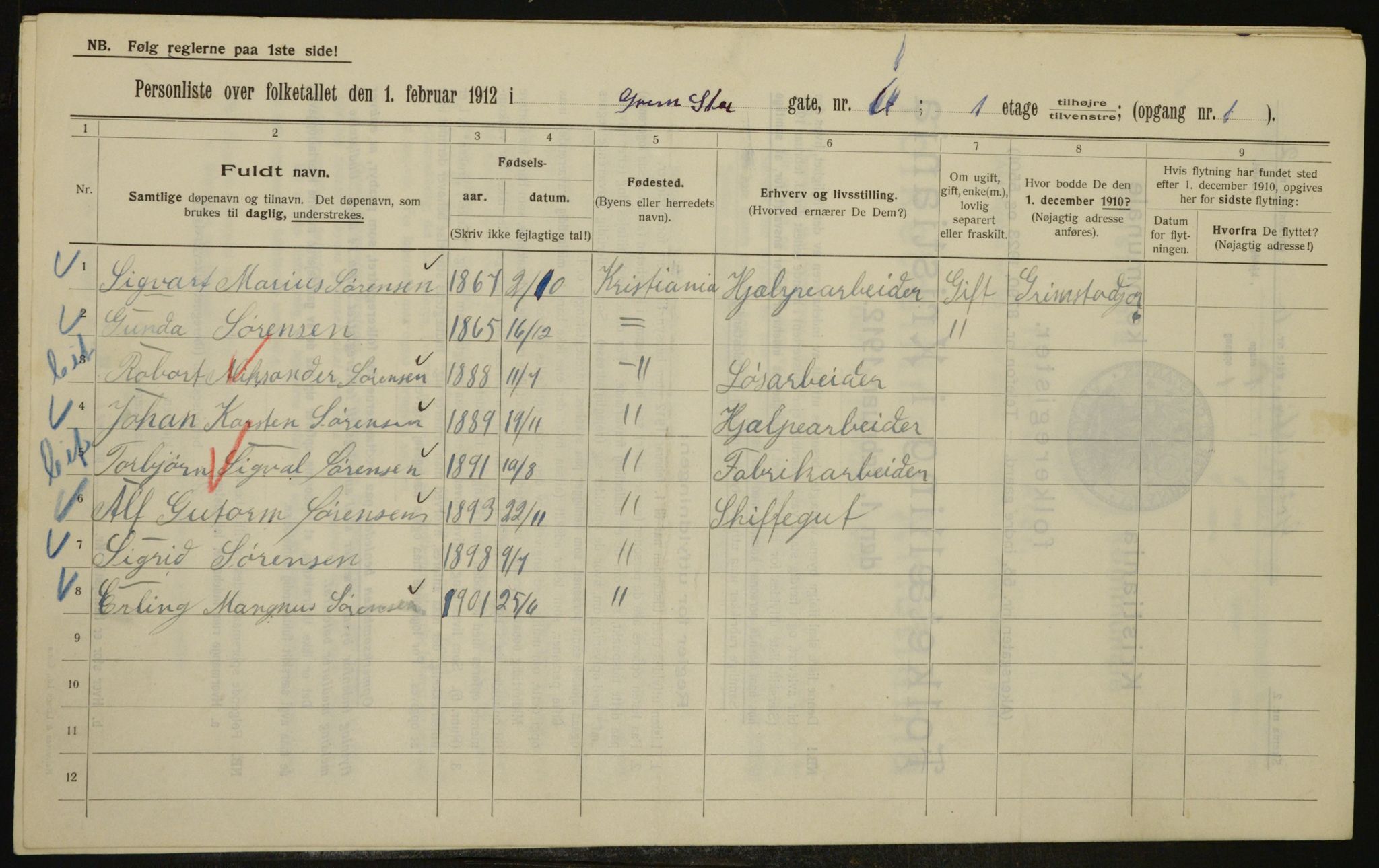 OBA, Municipal Census 1912 for Kristiania, 1912, p. 29778