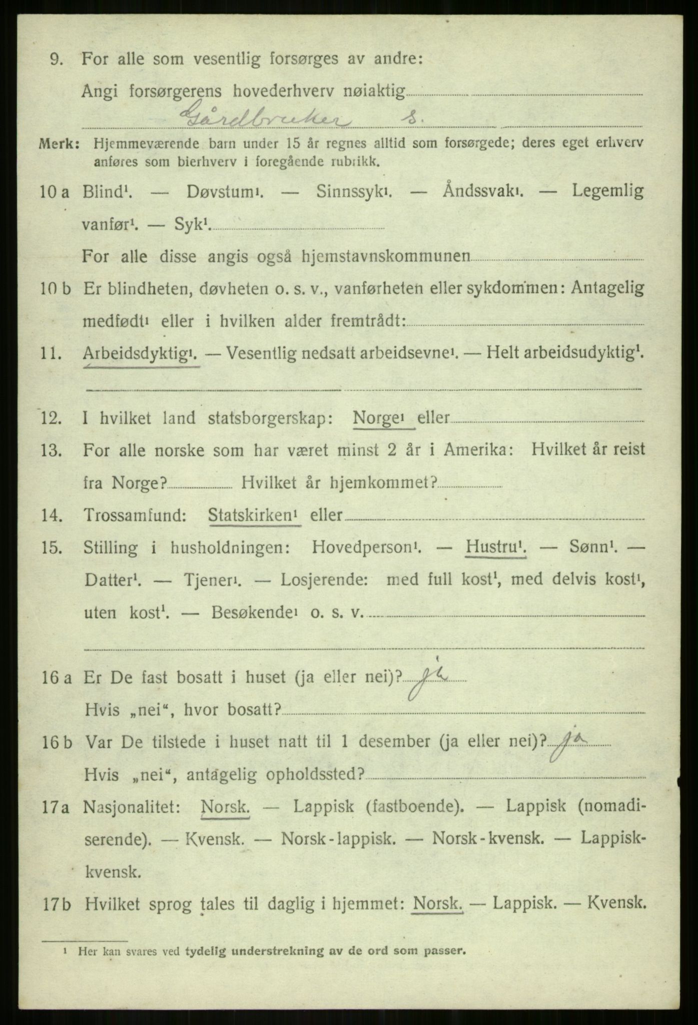 SATØ, 1920 census for Salangen, 1920, p. 1165