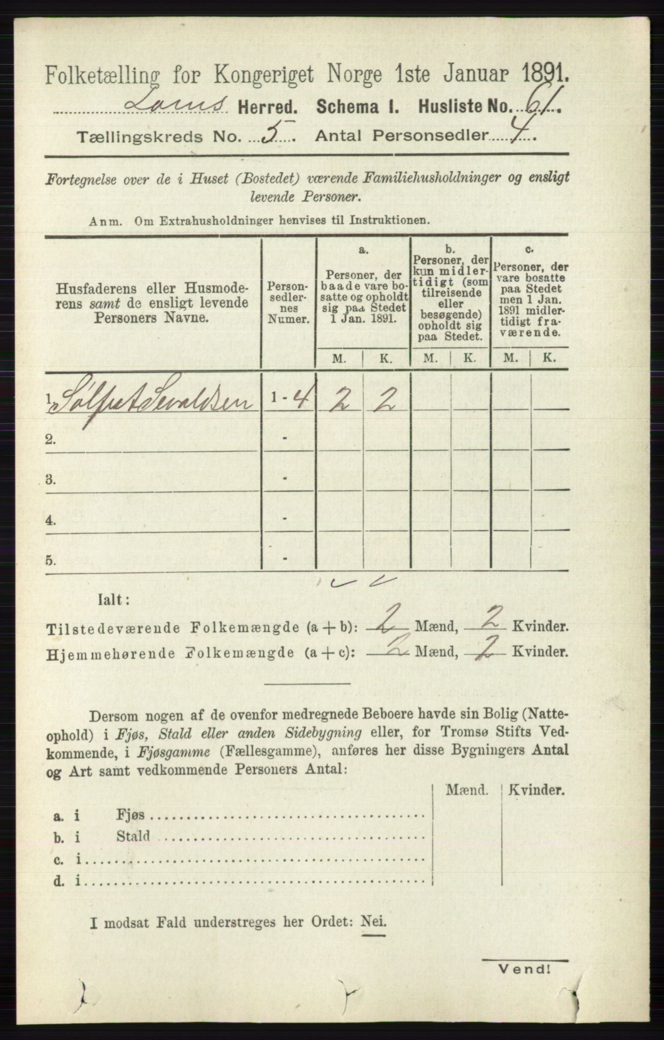 RA, 1891 census for 0514 Lom, 1891, p. 1838