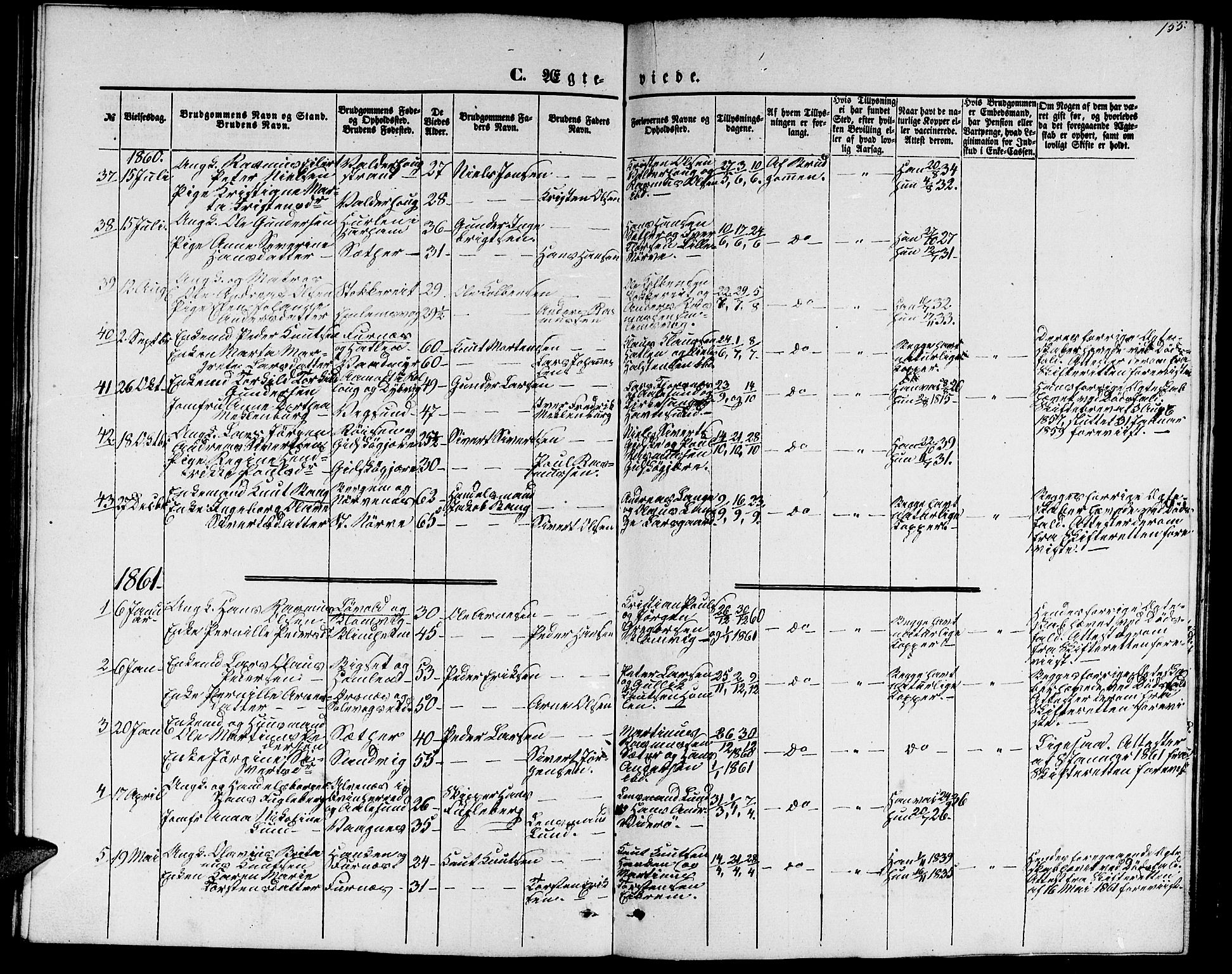 Ministerialprotokoller, klokkerbøker og fødselsregistre - Møre og Romsdal, SAT/A-1454/528/L0427: Parish register (copy) no. 528C08, 1855-1864, p. 155