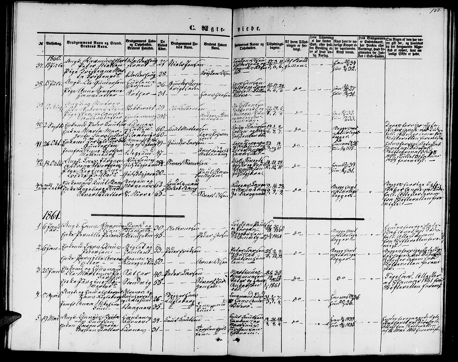 Ministerialprotokoller, klokkerbøker og fødselsregistre - Møre og Romsdal, AV/SAT-A-1454/528/L0427: Parish register (copy) no. 528C08, 1855-1864, p. 155