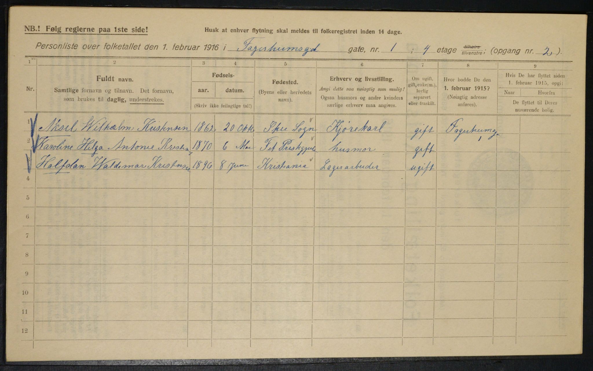 OBA, Municipal Census 1916 for Kristiania, 1916, p. 23453