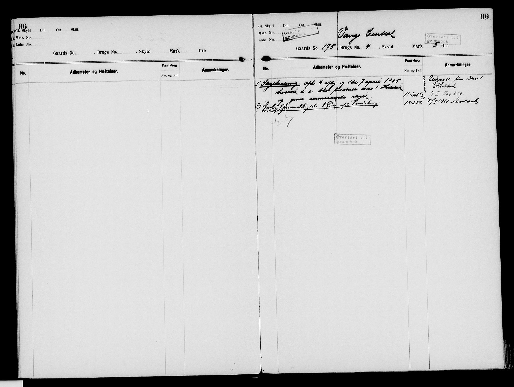 Nord-Hedmark sorenskriveri, SAH/TING-012/H/Ha/Had/Hade/L0003: Mortgage register no. 4.3, 1899-1940, p. 96