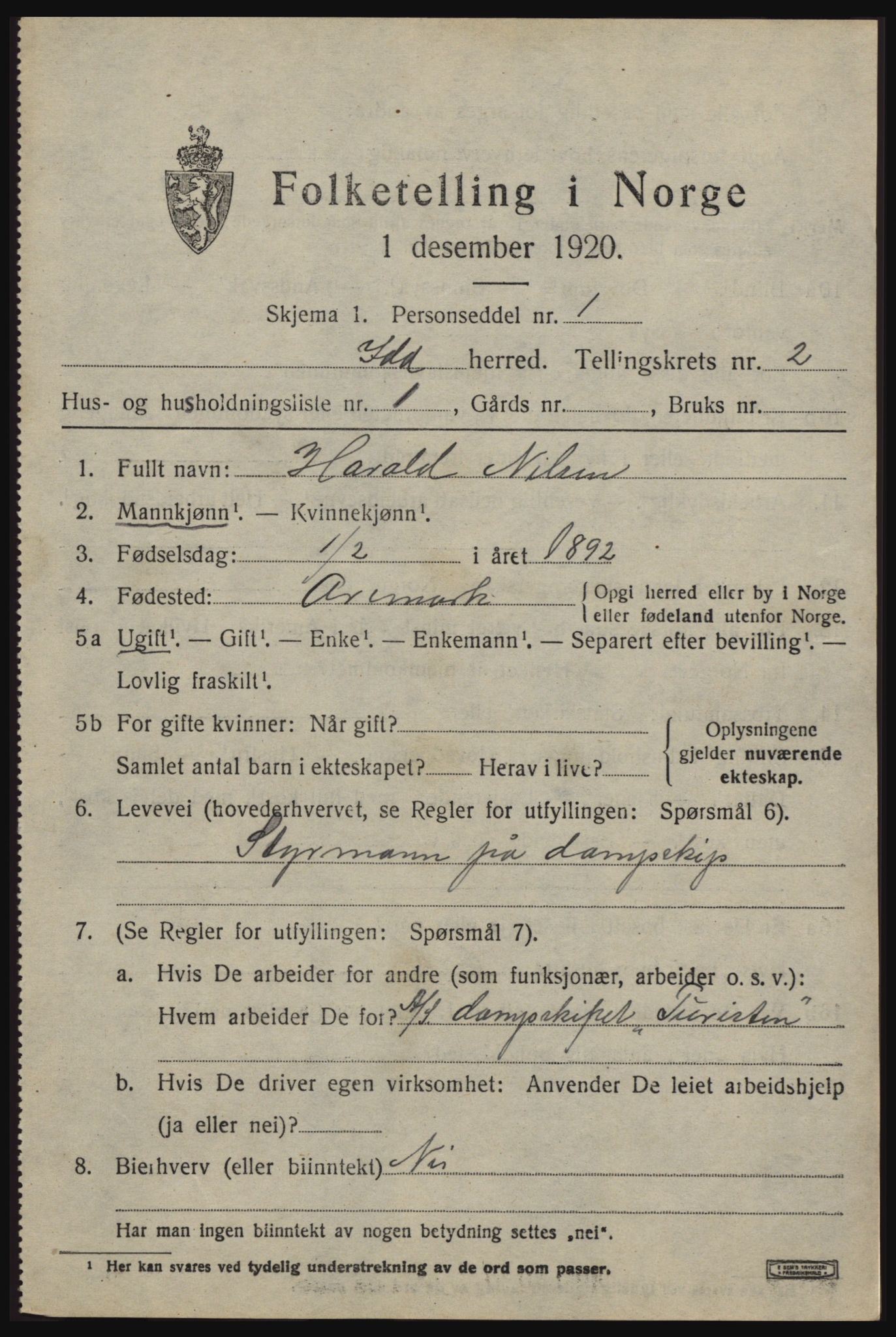 SAO, 1920 census for Idd, 1920, p. 2280