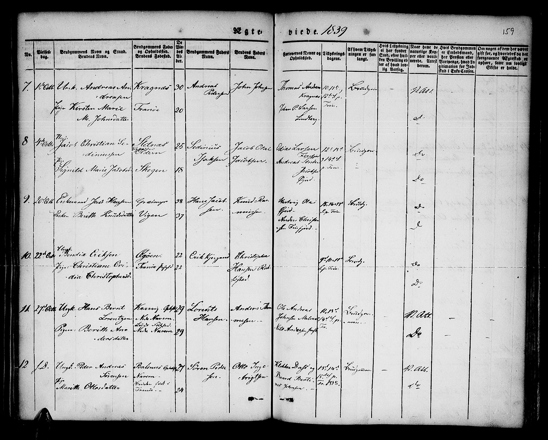 Lenvik sokneprestembete, SATØ/S-1310/H/Ha/Haa/L0004kirke: Parish register (official) no. 4, 1832-1844, p. 159