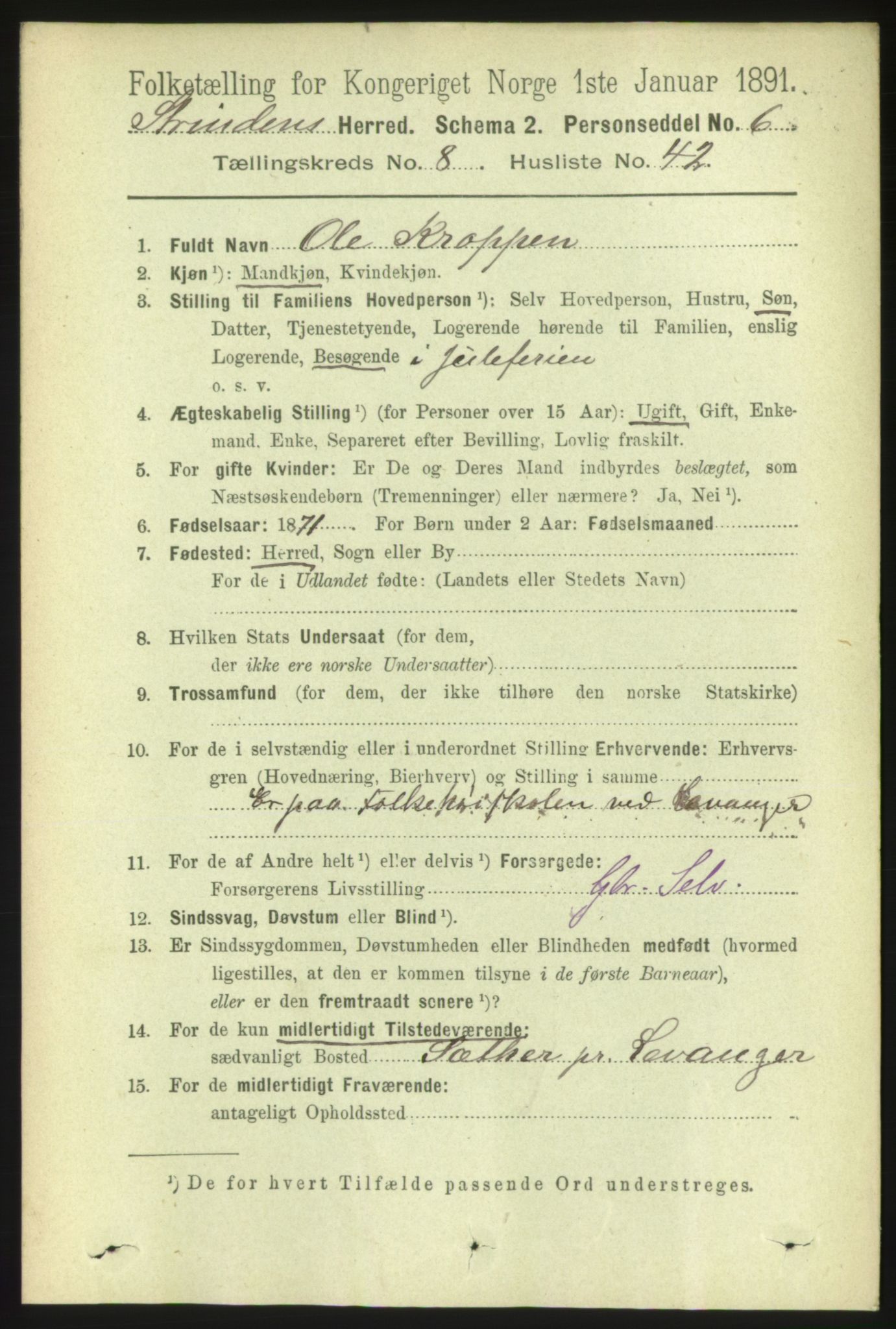 RA, 1891 census for 1660 Strinda, 1891, p. 7347