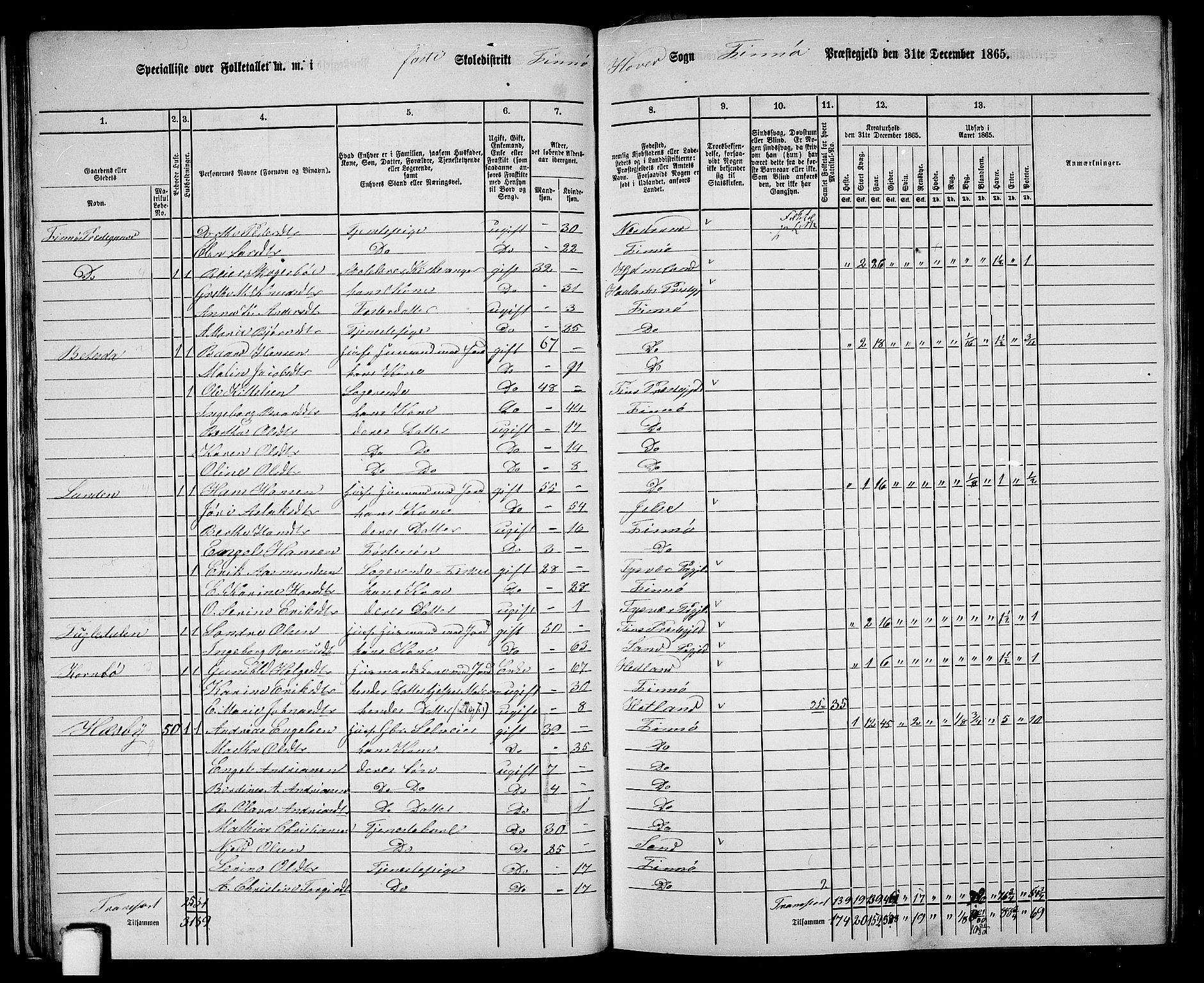 RA, 1865 census for Finnøy, 1865, p. 30