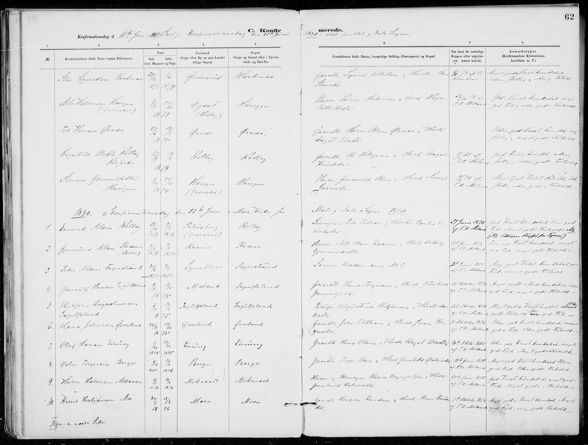 Tinn kirkebøker, SAKO/A-308/F/Fb/L0002: Parish register (official) no. II 2, 1878-1917, p. 62