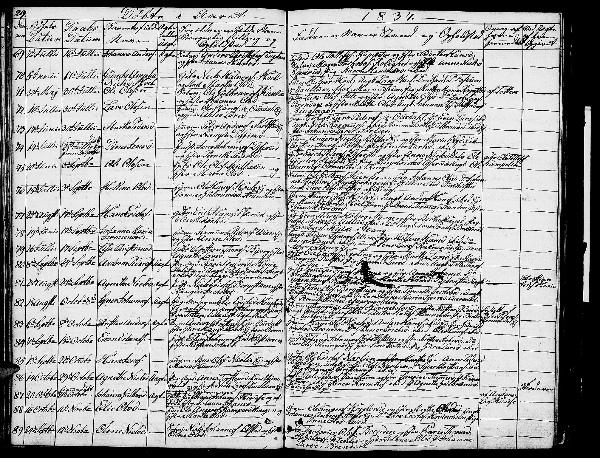 Nes prestekontor, Hedmark, AV/SAH-PREST-020/L/La/L0004: Parish register (copy) no. 4, 1832-1861, p. 29