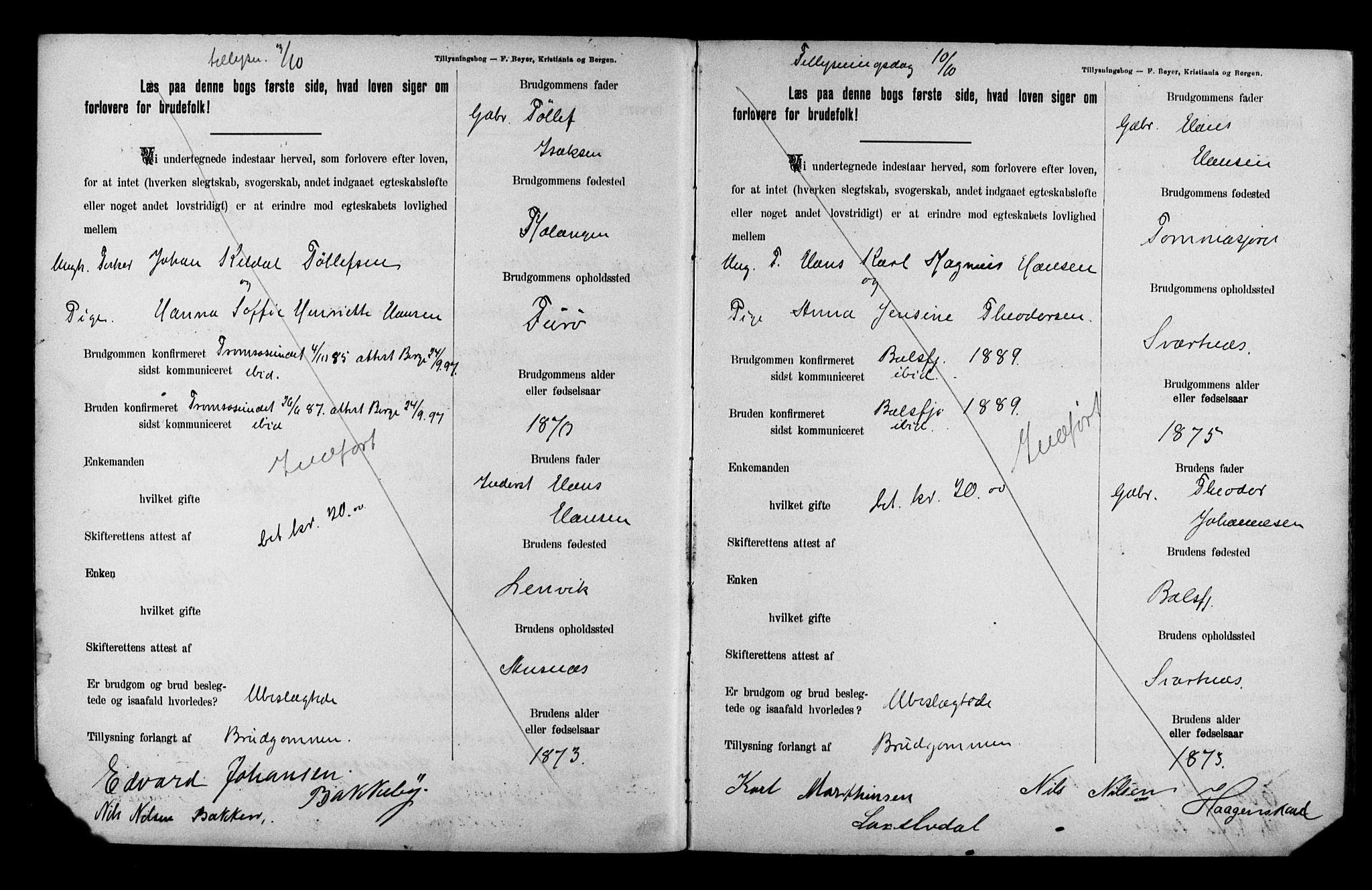 Balsfjord sokneprestembete, AV/SATØ-S-1303/H/Hd/L0031: Banns register no. 31, 1897-1906