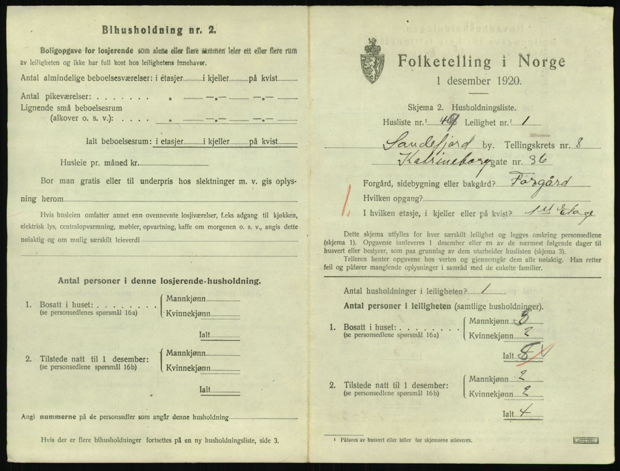 SAKO, 1920 census for Sandefjord, 1920, p. 3410