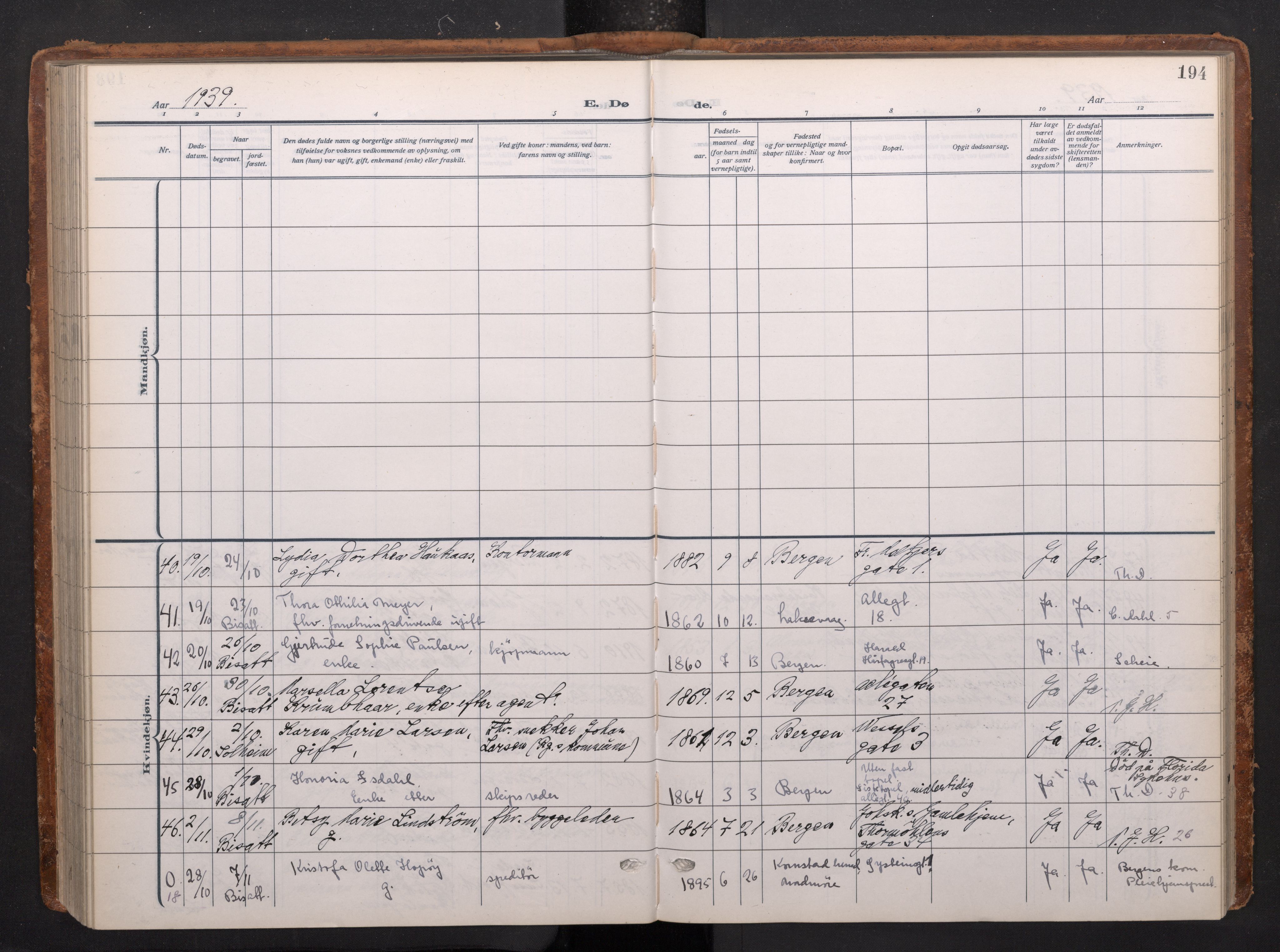 Johanneskirken sokneprestembete, AV/SAB-A-76001/H/Haa/L0020: Parish register (official) no. E 2, 1916-1951, p. 194