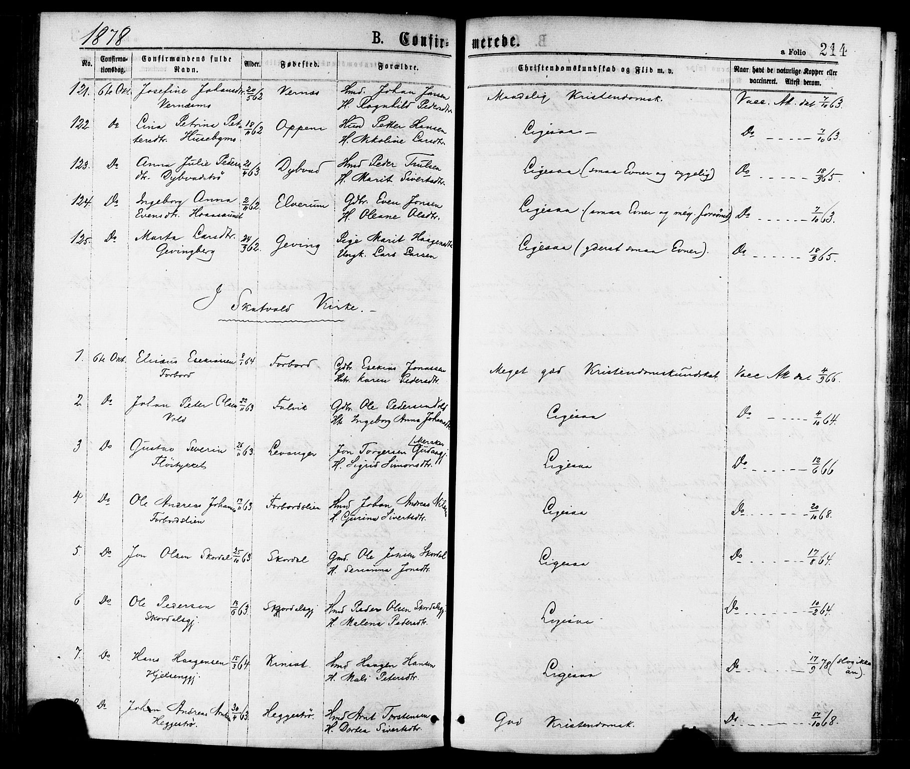 Ministerialprotokoller, klokkerbøker og fødselsregistre - Nord-Trøndelag, AV/SAT-A-1458/709/L0076: Parish register (official) no. 709A16, 1871-1879, p. 214