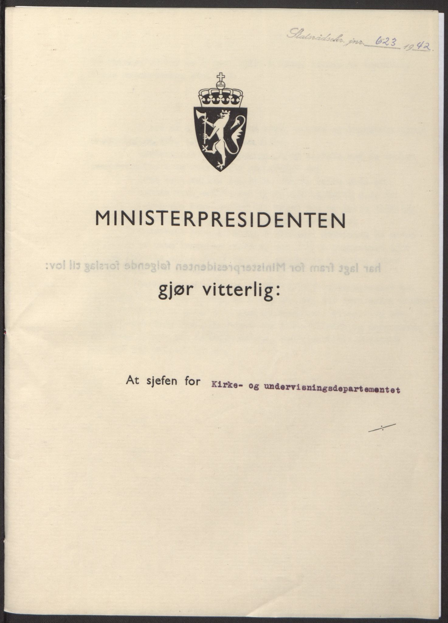 NS-administrasjonen 1940-1945 (Statsrådsekretariatet, de kommisariske statsråder mm), AV/RA-S-4279/D/Db/L0098: Lover II, 1942, p. 205