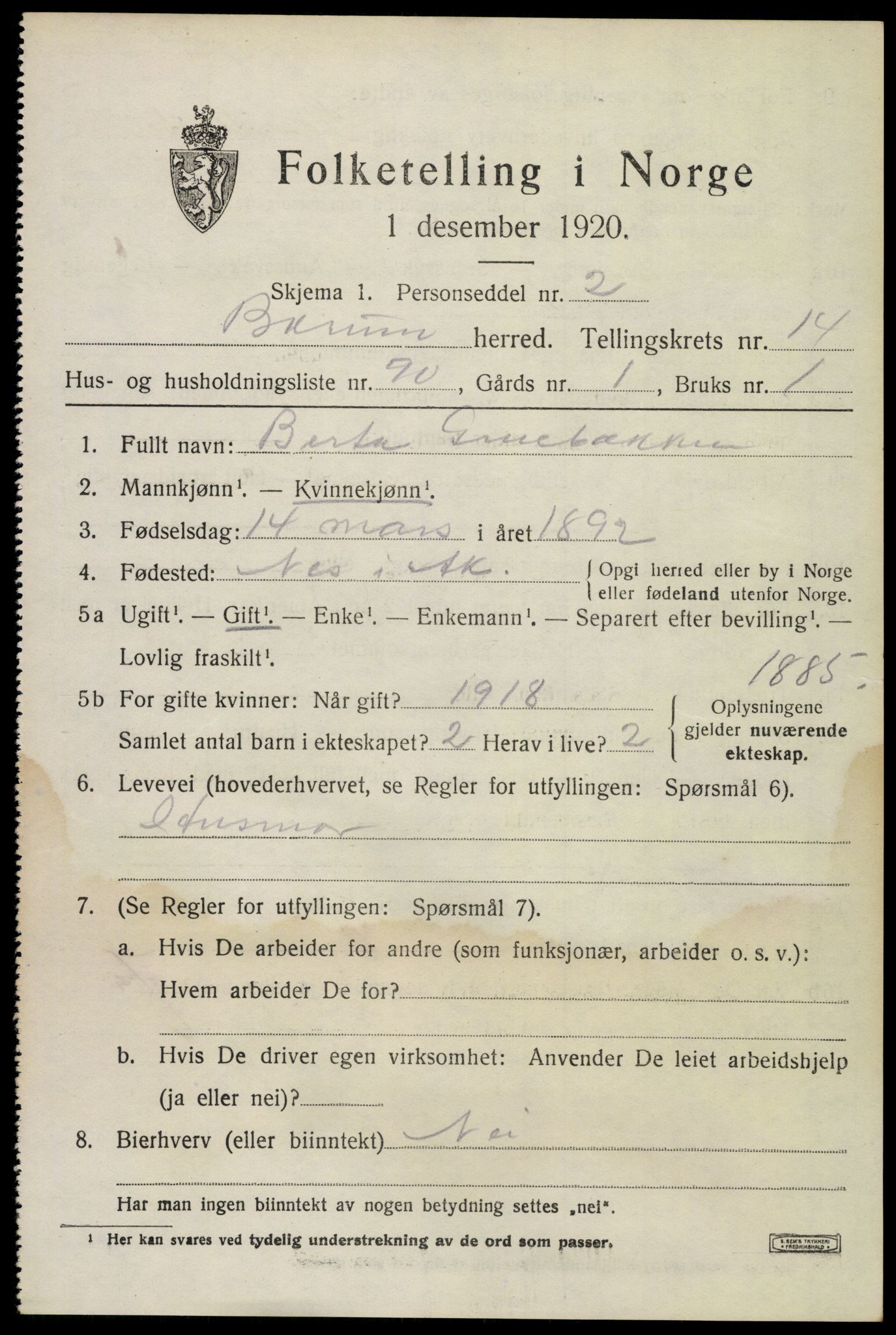 SAO, 1920 census for Bærum, 1920, p. 42270