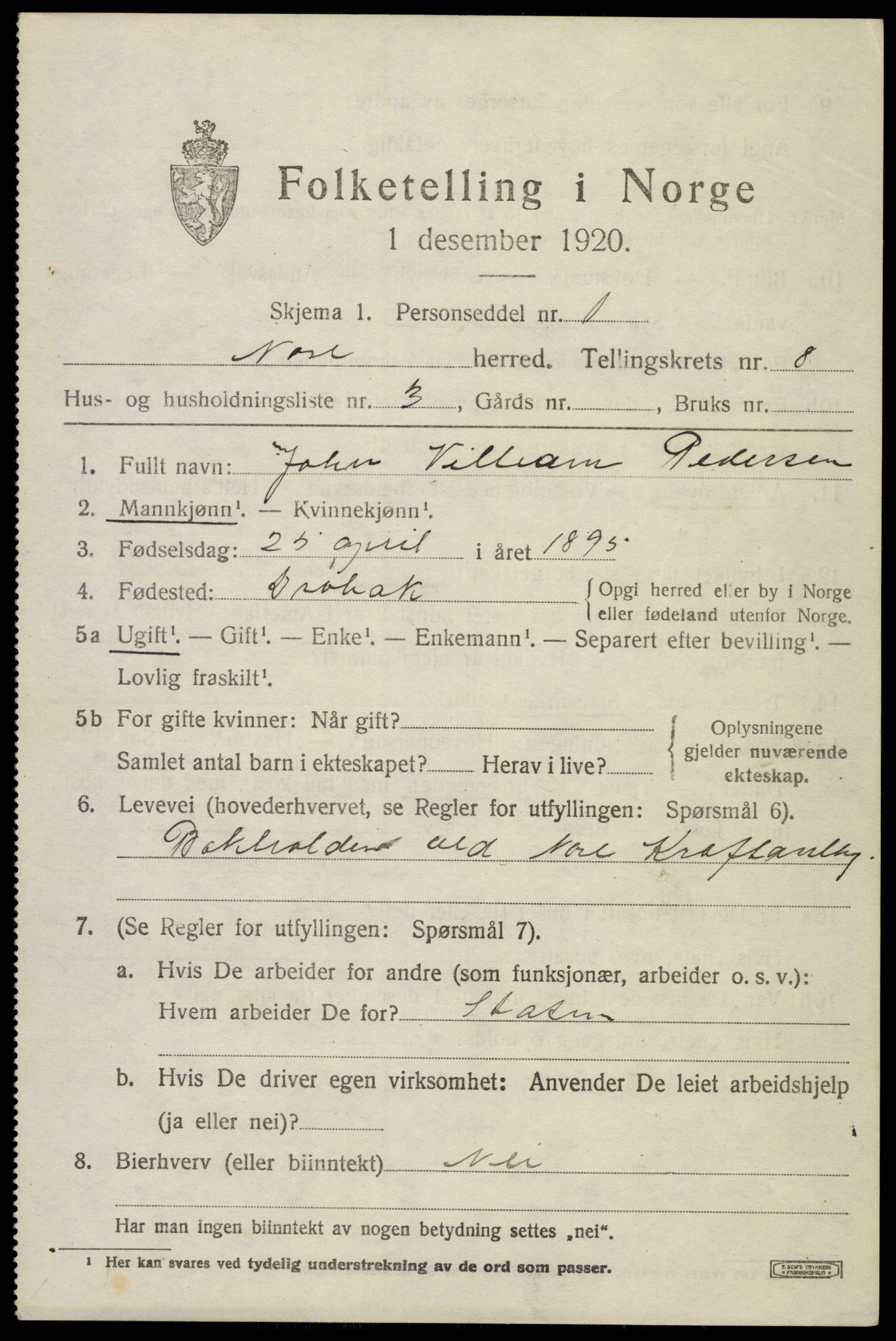 SAKO, 1920 census for Nore, 1920, p. 4018