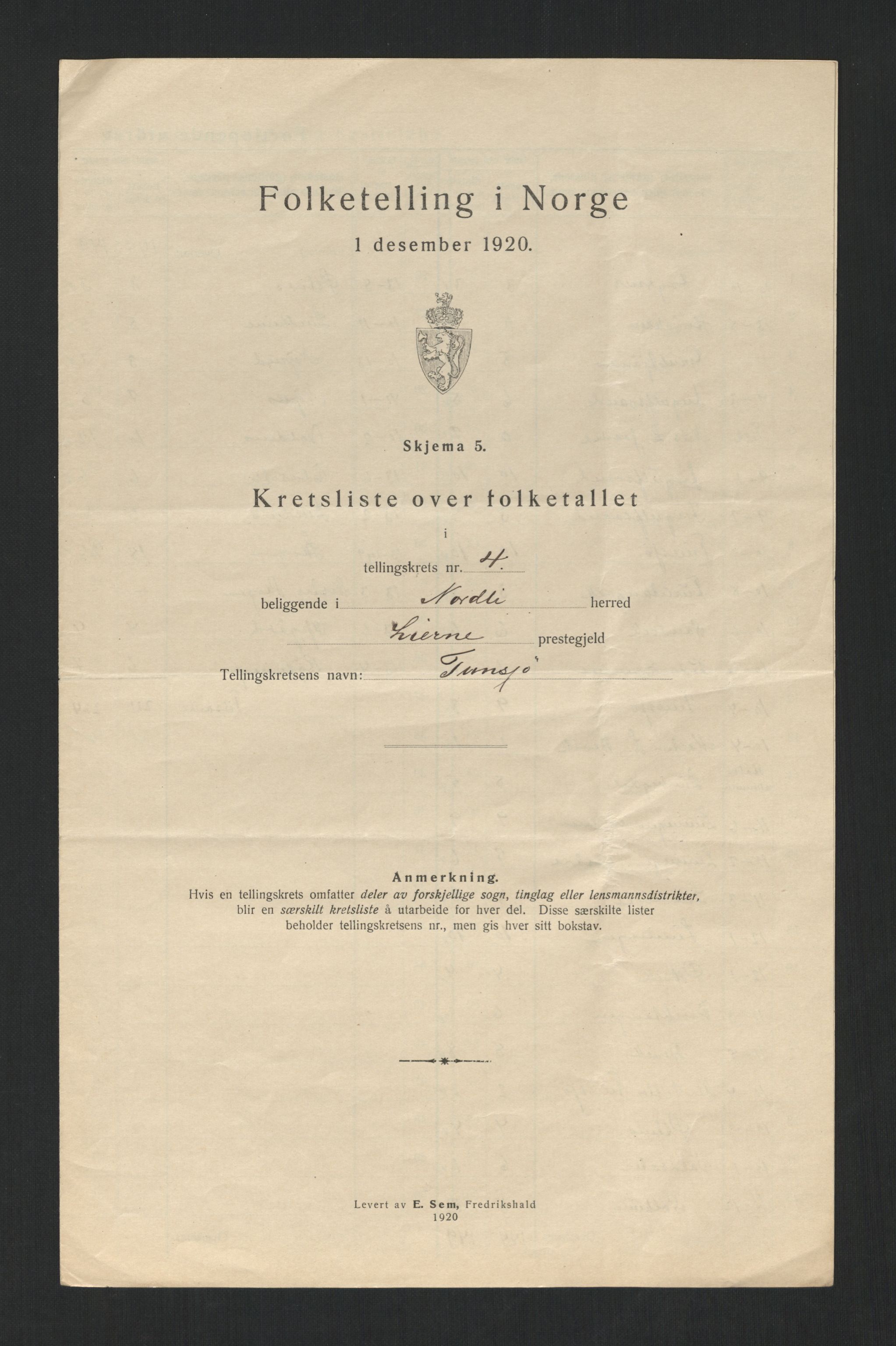 SAT, 1920 census for Nordli, 1920, p. 16