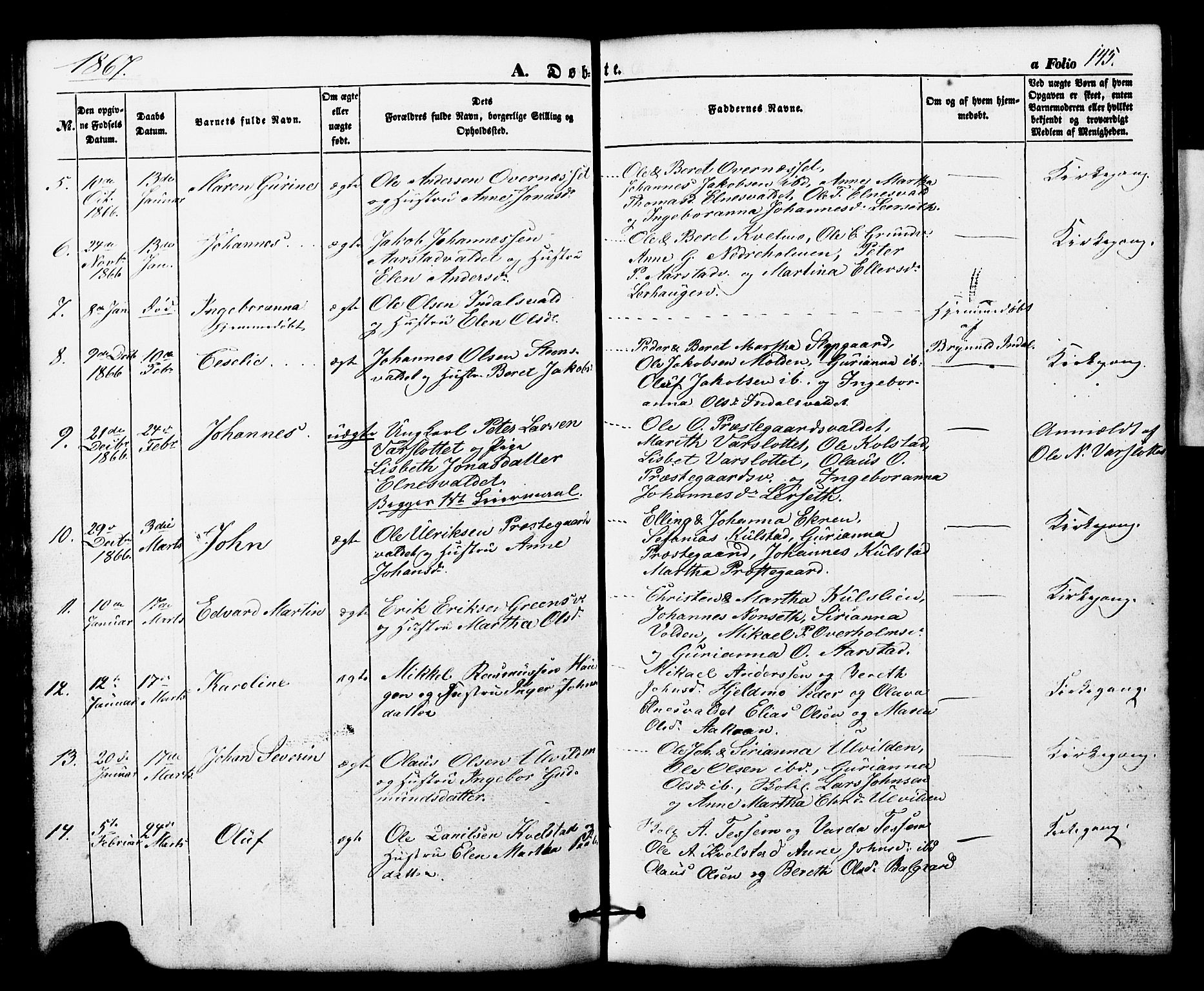 Ministerialprotokoller, klokkerbøker og fødselsregistre - Nord-Trøndelag, SAT/A-1458/724/L0268: Parish register (copy) no. 724C04, 1846-1878, p. 145