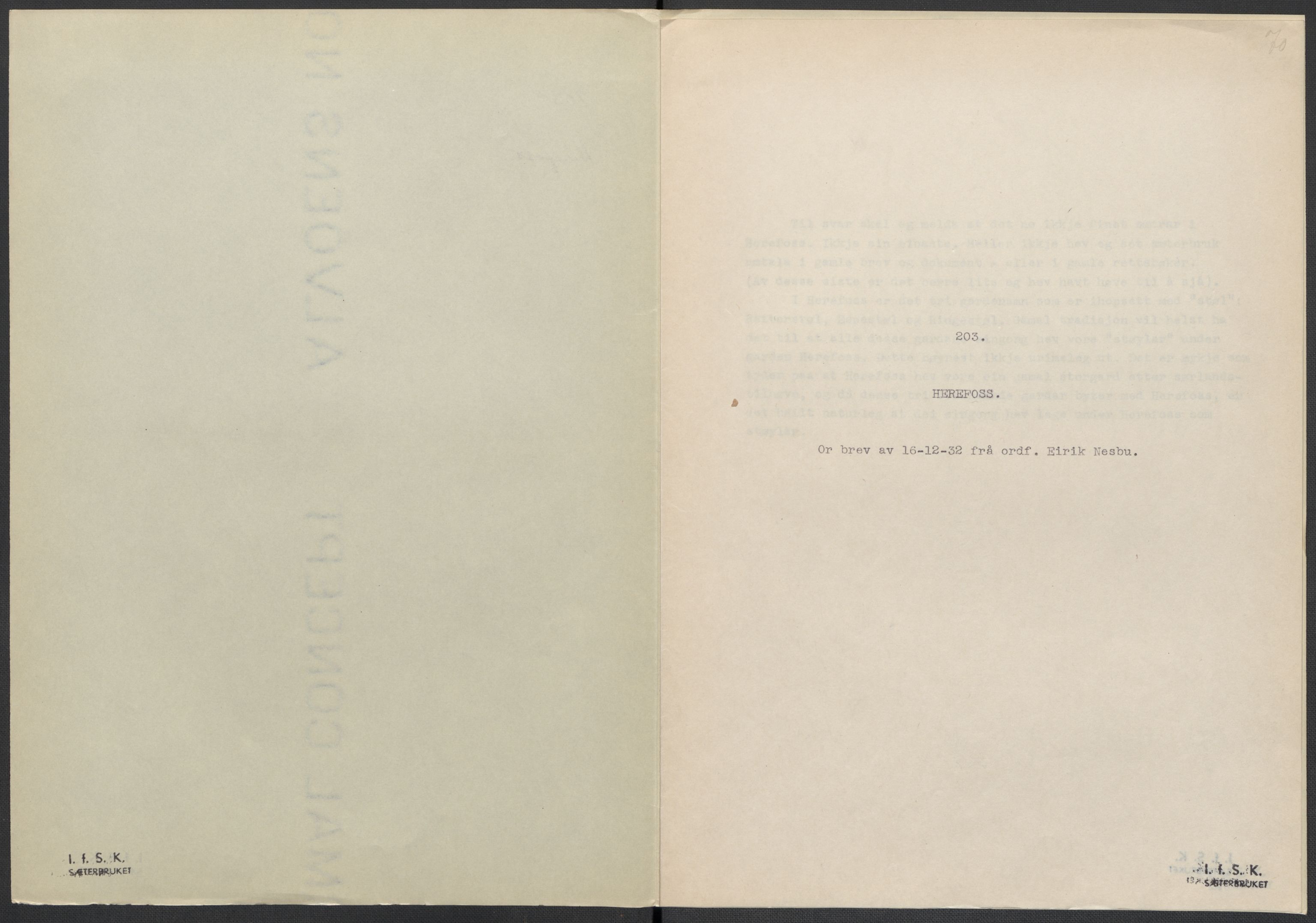 Instituttet for sammenlignende kulturforskning, RA/PA-0424/F/Fc/L0008/0001: Eske B8: / Aust-Agder (perm XIX), 1932-1938, p. 70